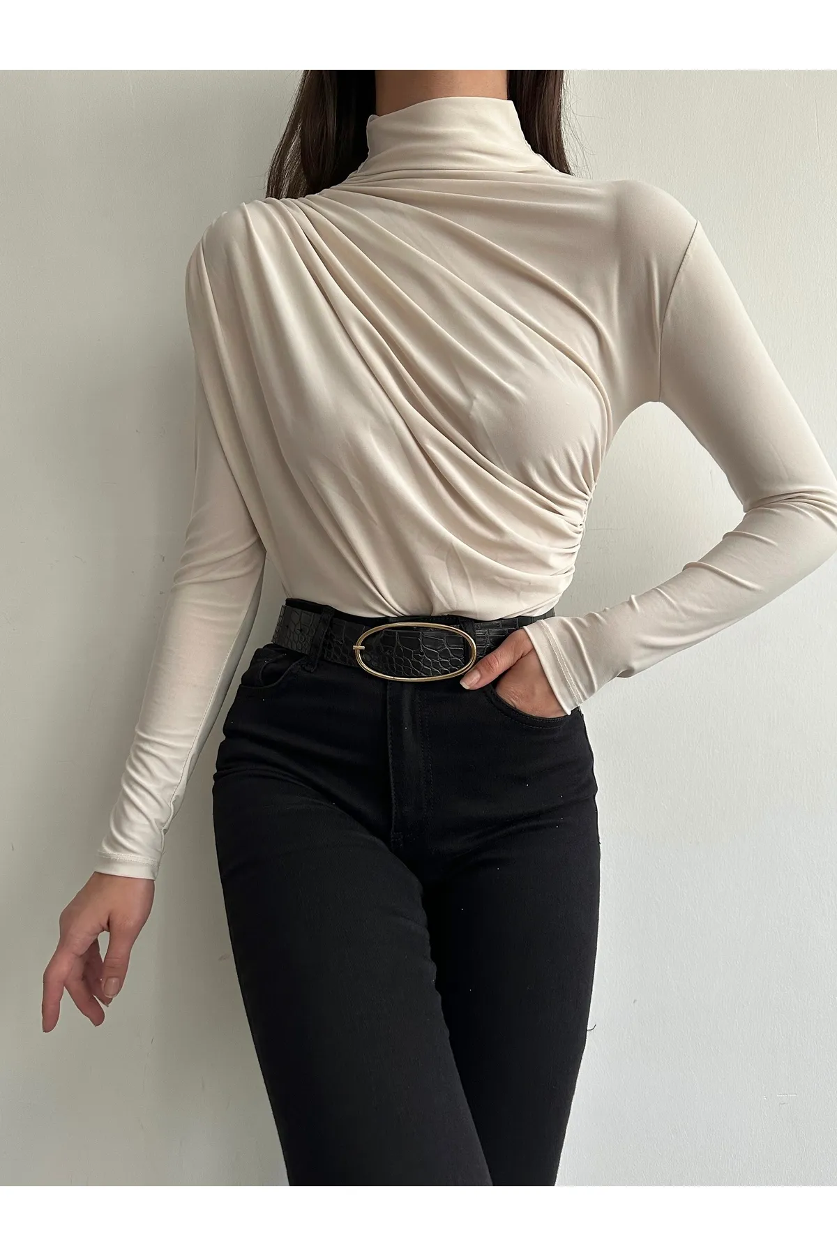 BEJNA  Bluse - Beige - Regular Fit