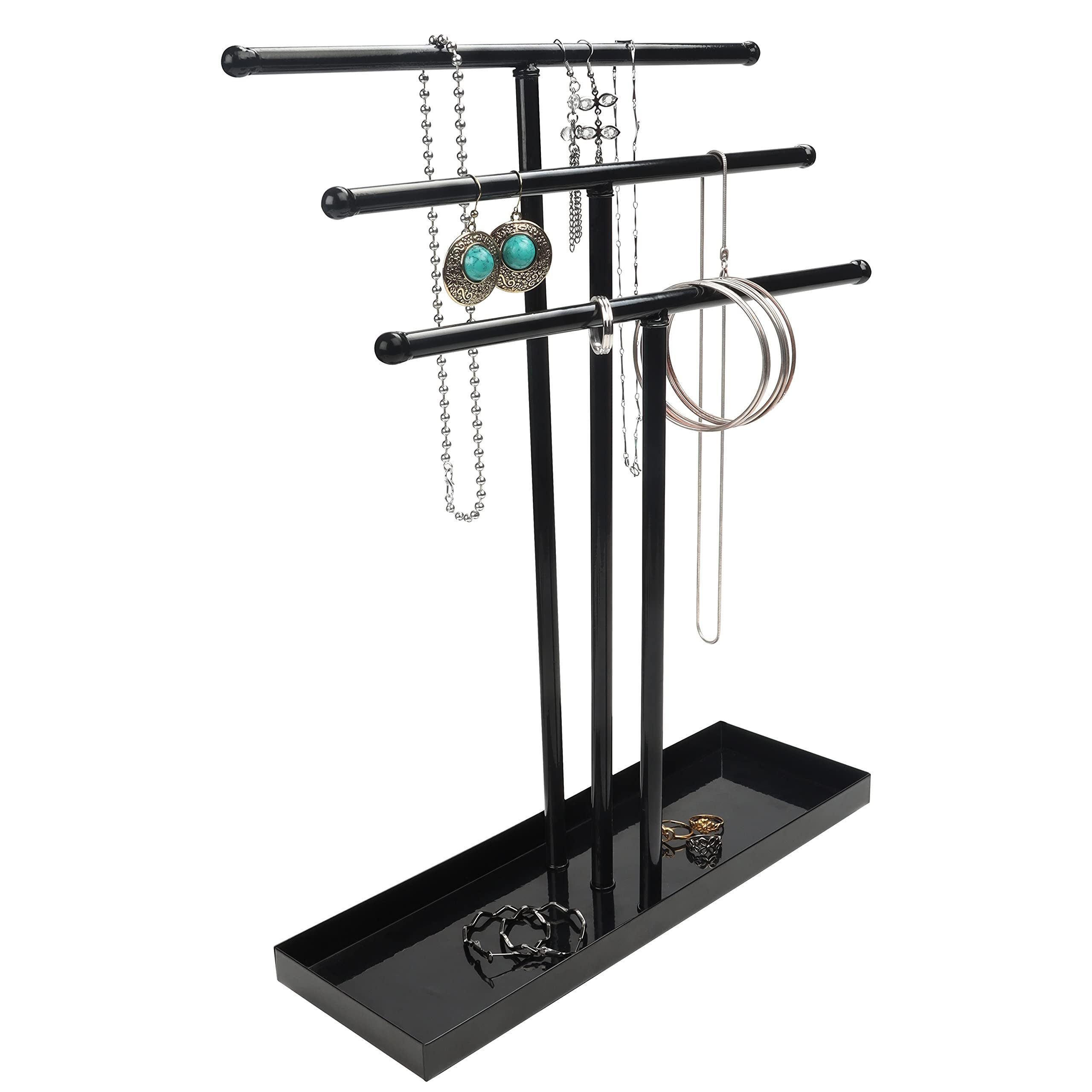 Belle Vous Schmuckständer Jewelry Organizer - 3 Tier Stand, Schwarzer Schmuckständer - Organizer für Schmuck