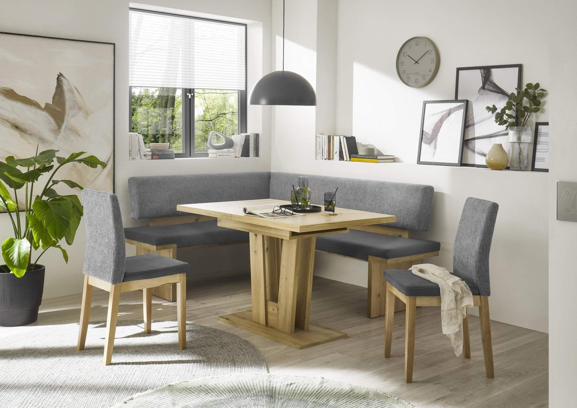 Trendmöbel24 Eckbankgruppe Eckbank Eckbankgruppe MANZANO 157x197 cm - Tisch Varese Artisan Eiche, (4-tlg)