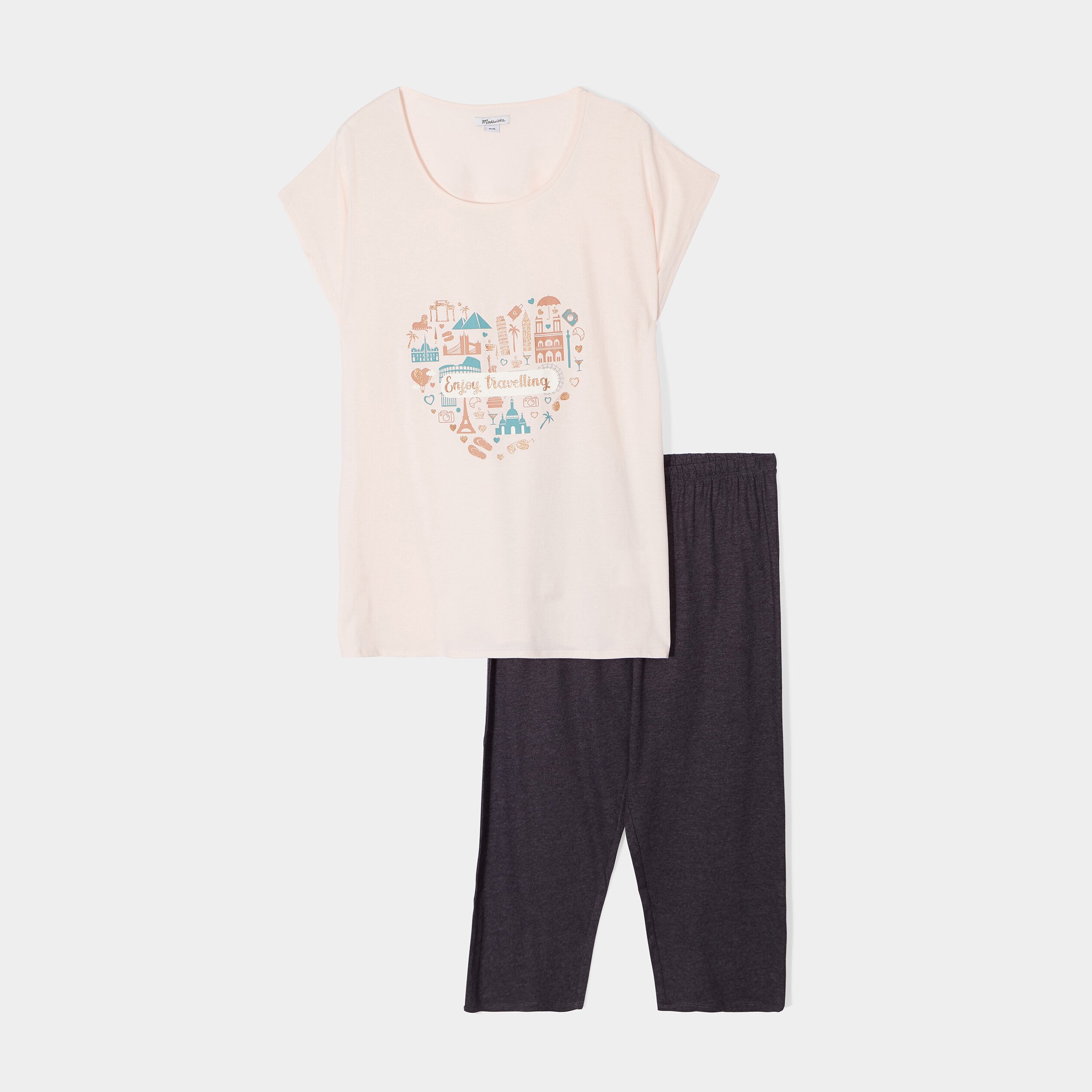 Ensemble pyjama corsaire Modavista rose clair femme grande taille | La Halle