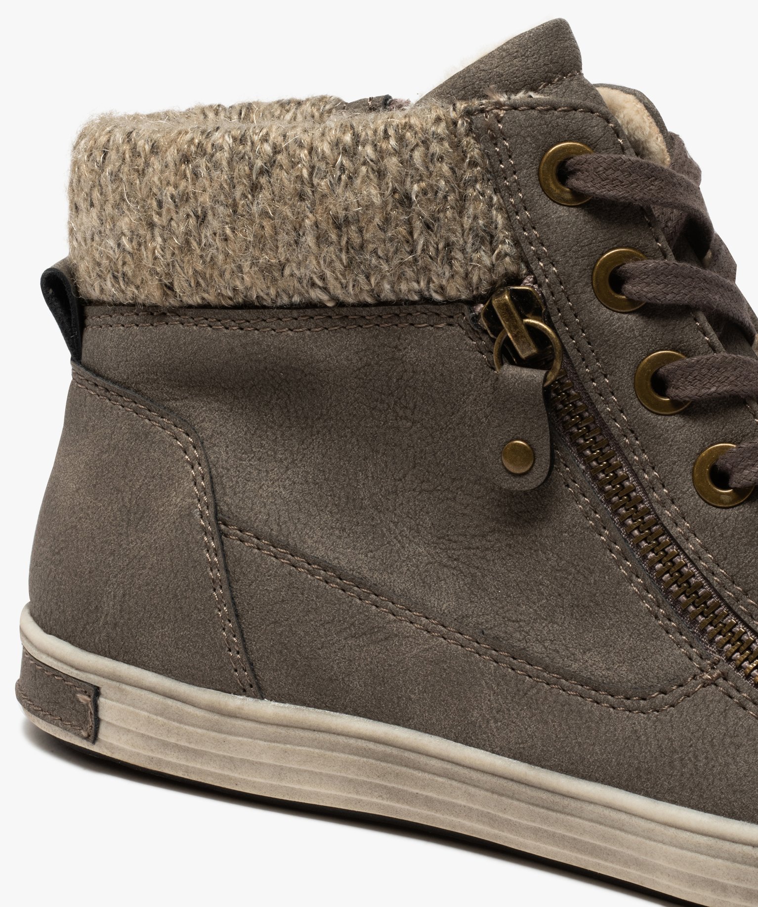 Baskets femme semi-montantes à col chaussette gris | GEMO