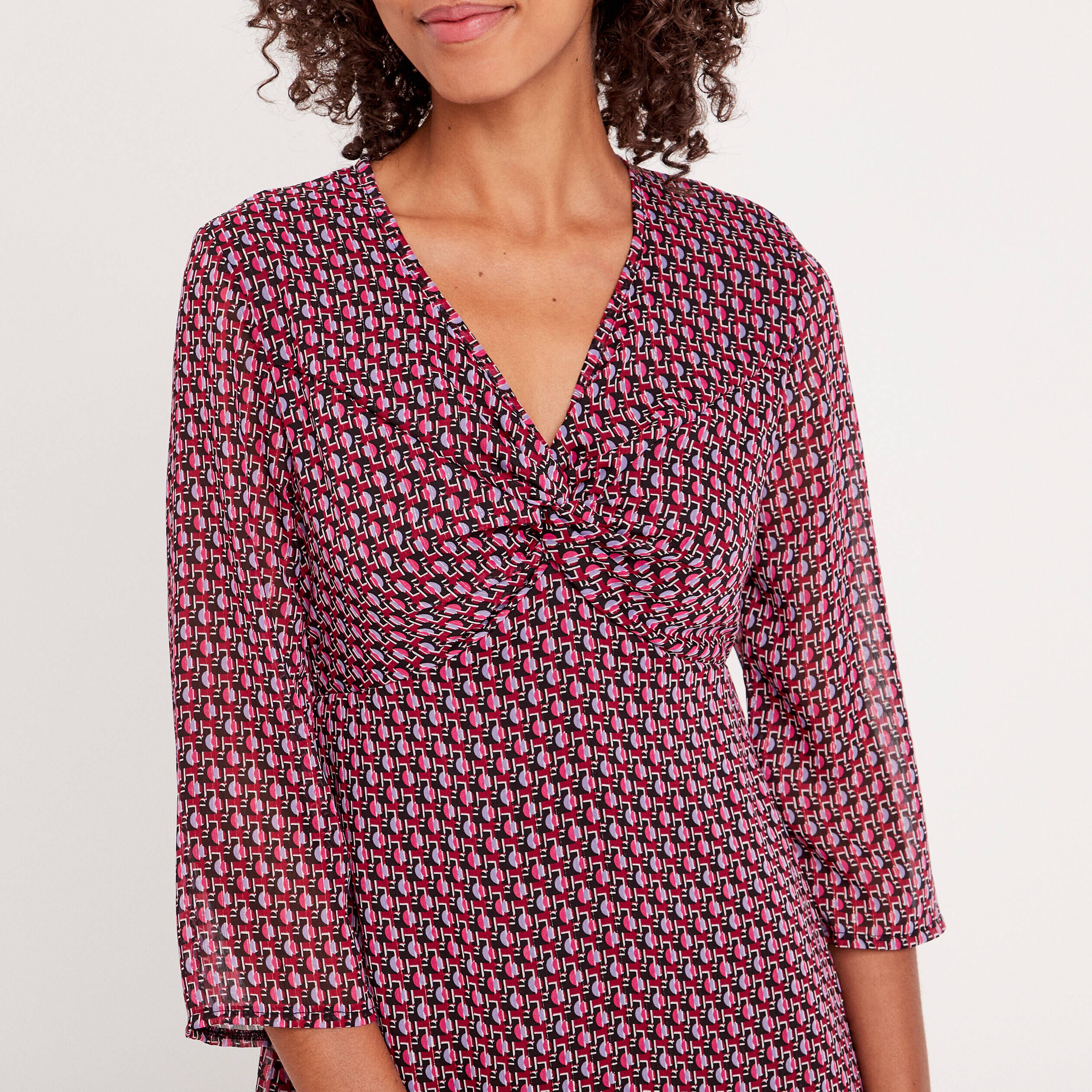 Robe évasée manches 3/4 prune femme | Cache Cache