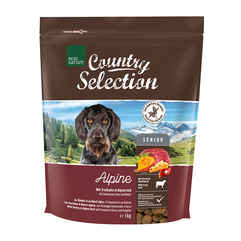 REAL NATURE Hundetrockenfutter REAL NATURE Country Selection Senior Alpine Truthahn & Alpenrind 1 kg