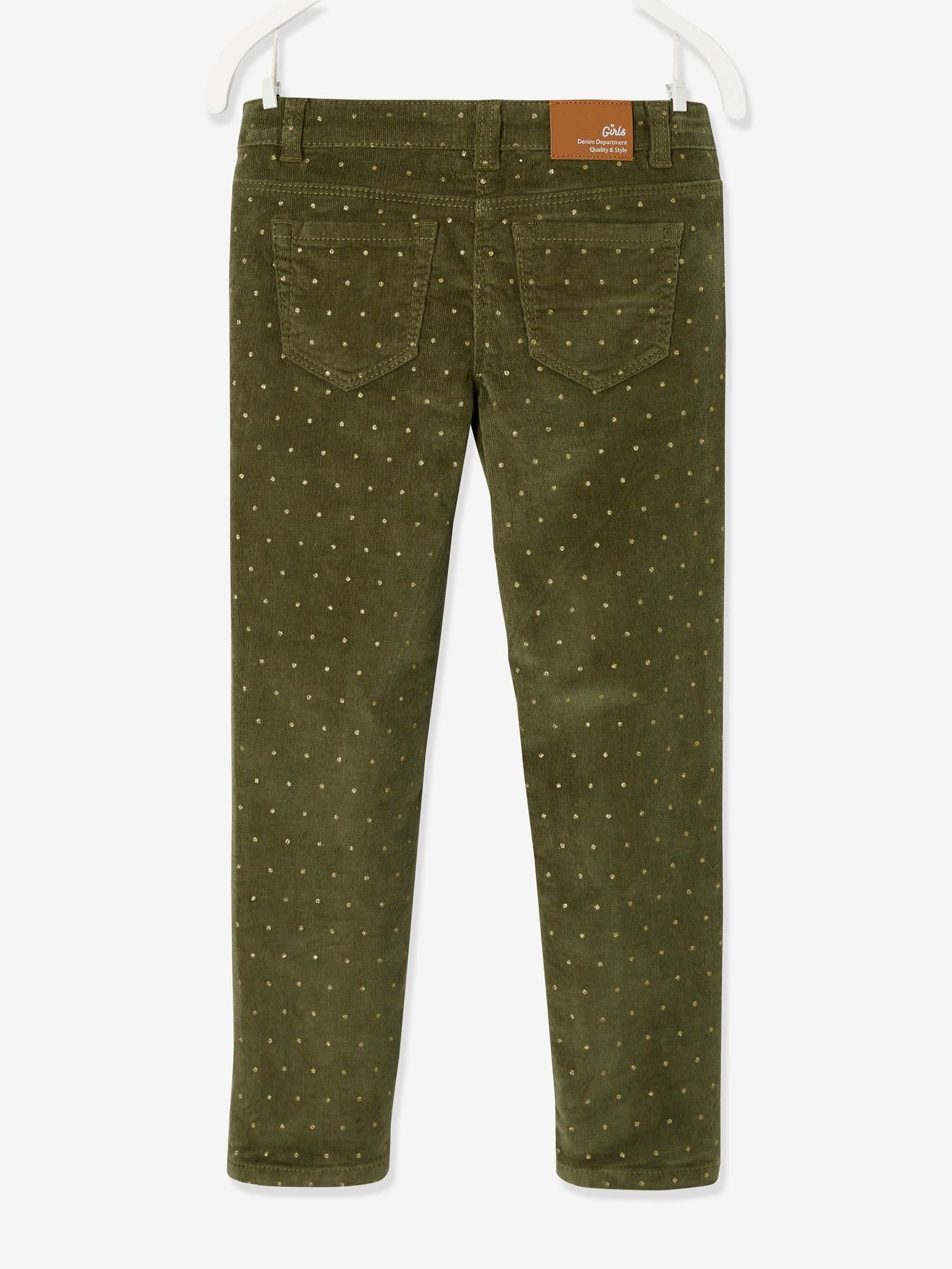 Slim MorphologiK fille en velours à pois irisés tour de hanches médium marine imprimé