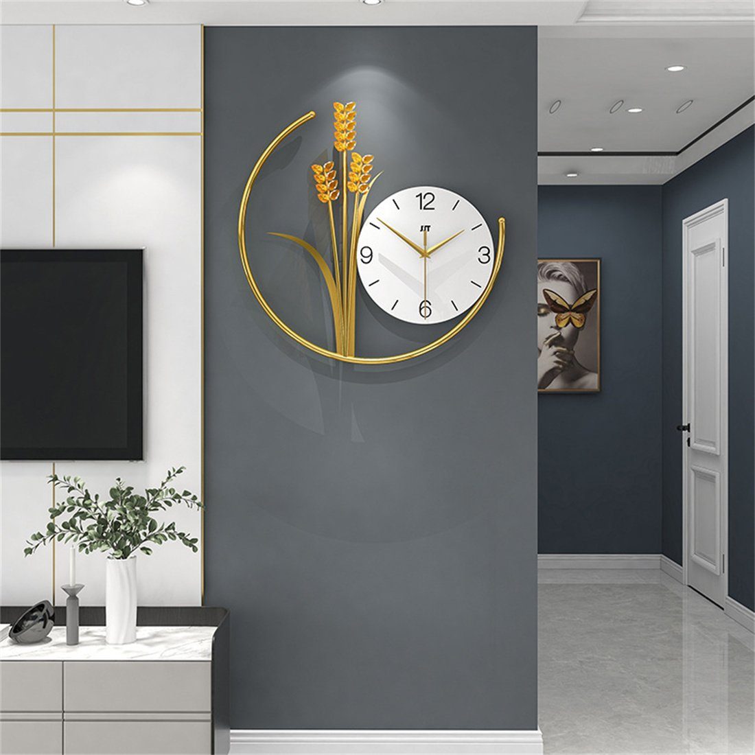 DÖRÖY Wanduhr 45cm Moderne einfache stille Wanduhr, Wohnzimmer Mode Wanduhr, Uhr