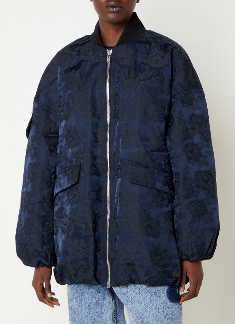 Ganni bomber jacket with jacquard and flap pockets