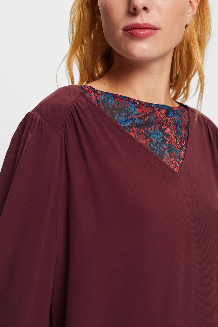 Chiffonbluse mit V-Ausschnitt