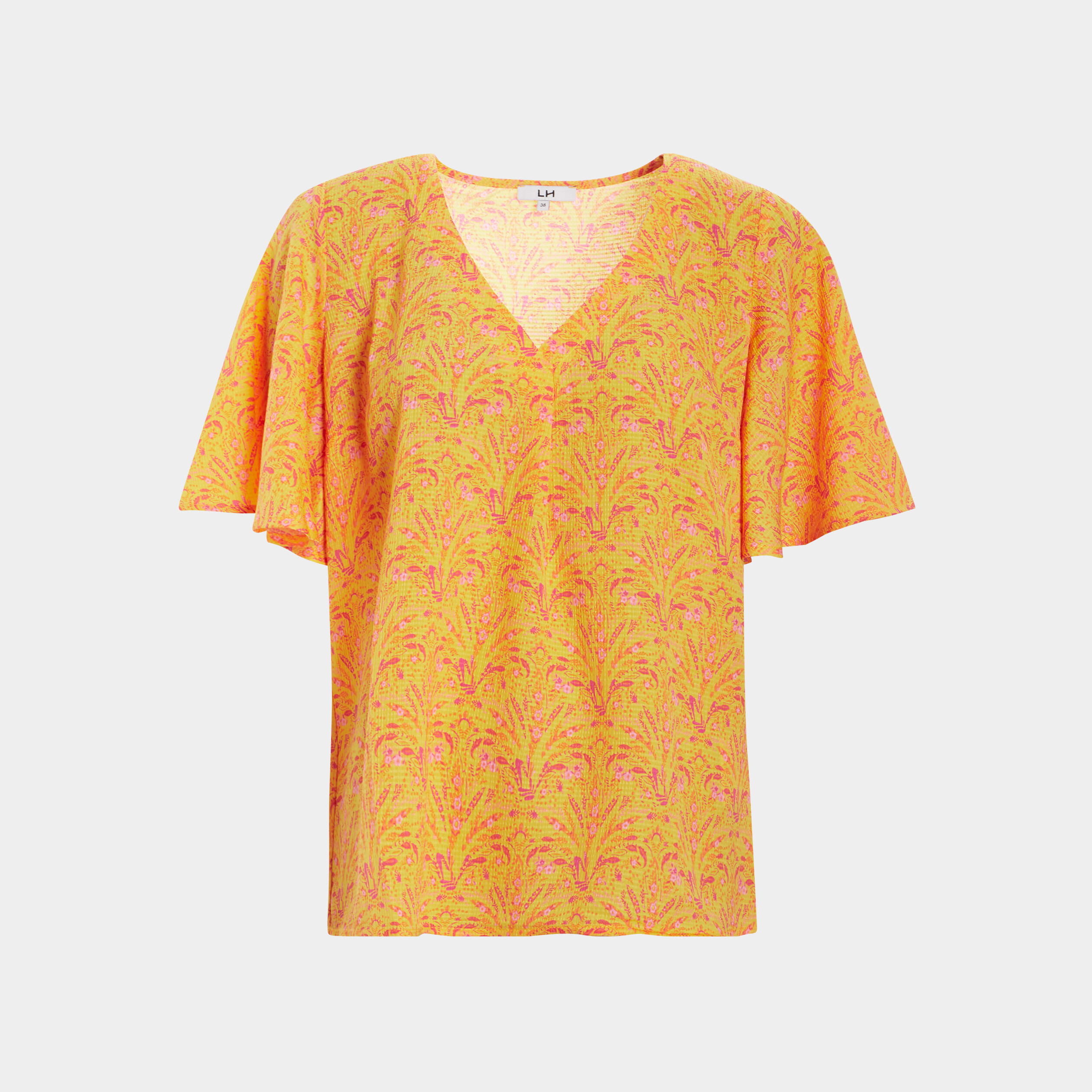Blouse manches courtes papillons jaune femme | La Halle