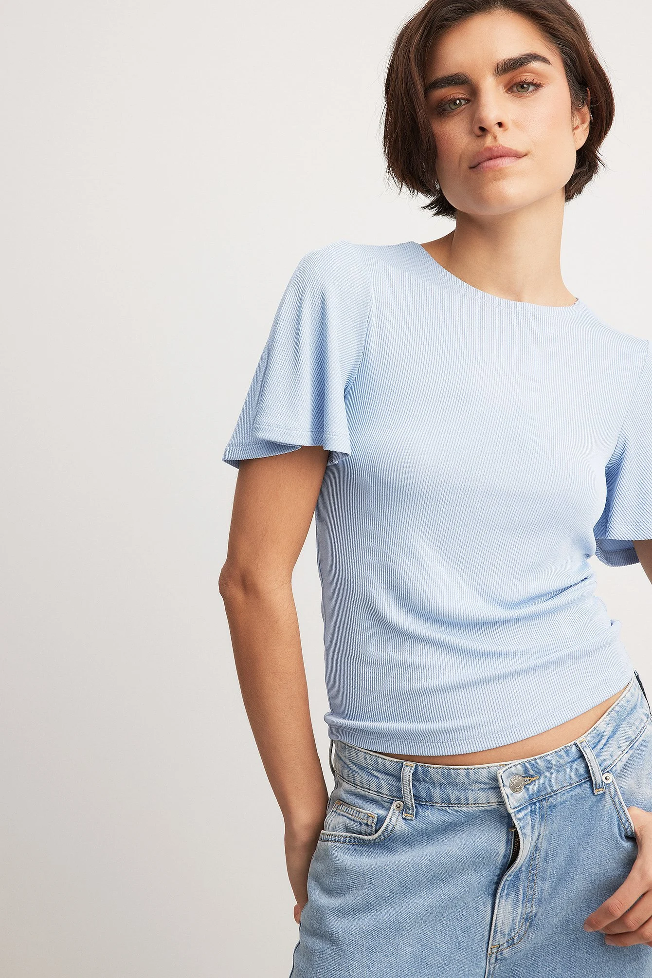 Soft Rib Butterfly Sleeve Top