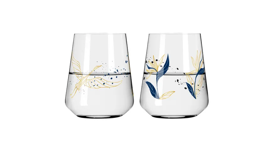 RITZENHOFF Allround-Glas Sparkle 2er Set #1 #2 von Ana Vasconcelos H23 Blau, Gold