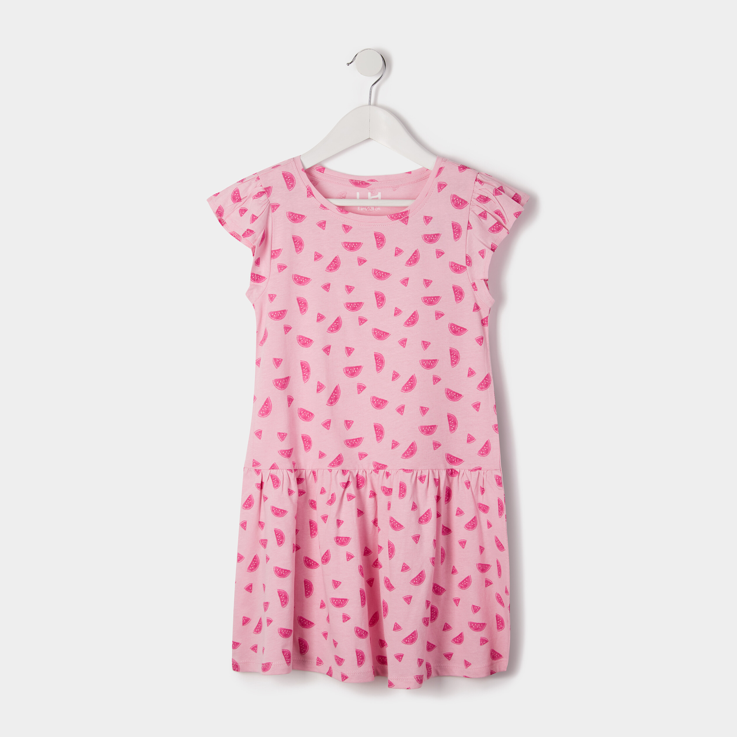 Robe courte évasée à volants rose clair fille | La Halle