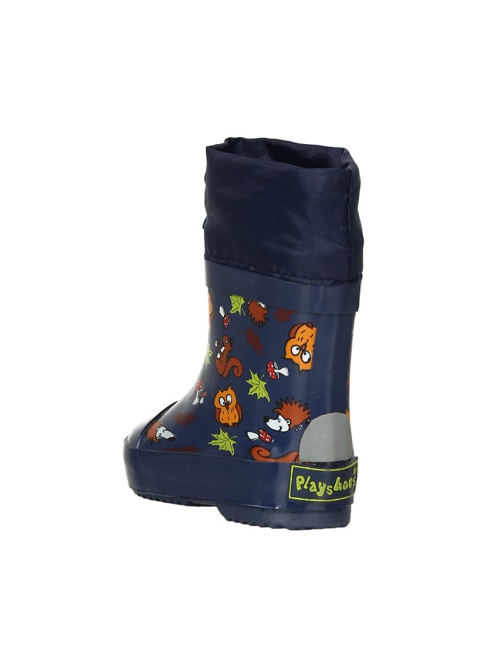 Playshoes Gummistiefel Halbschaft Waldtiere gefüttert in Marine günstig kaufen