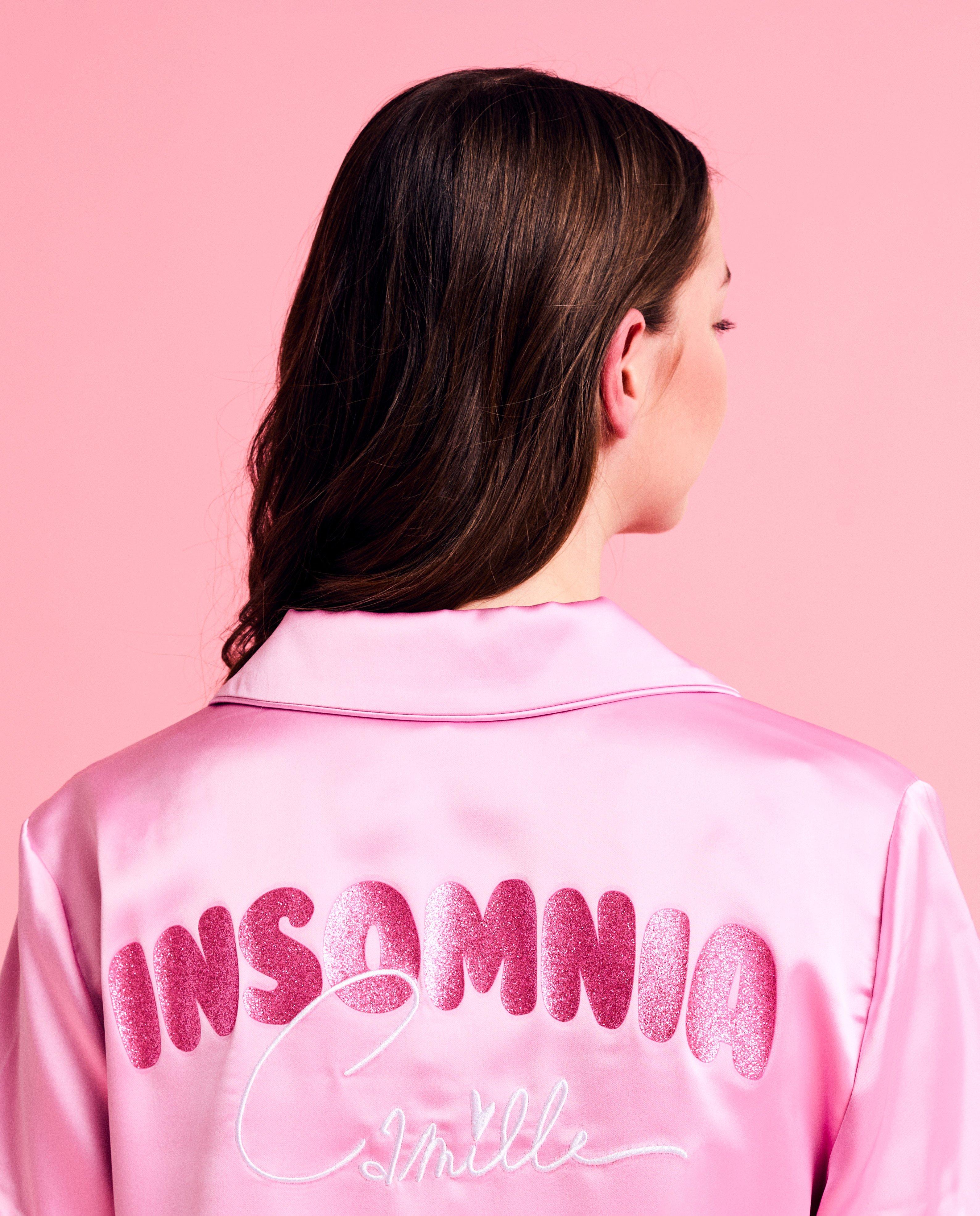 CAMILLE Szatén pizsama, XS-XL világos rózsaszín