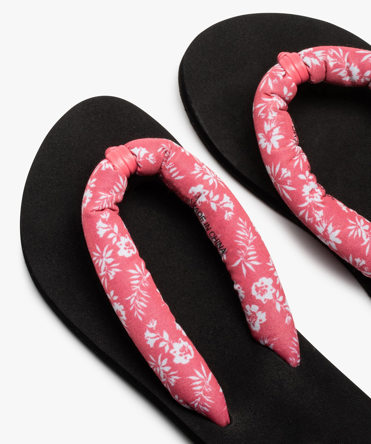 Tongs femme à brides rembourrées en tissu imprimé rose | GEMO
