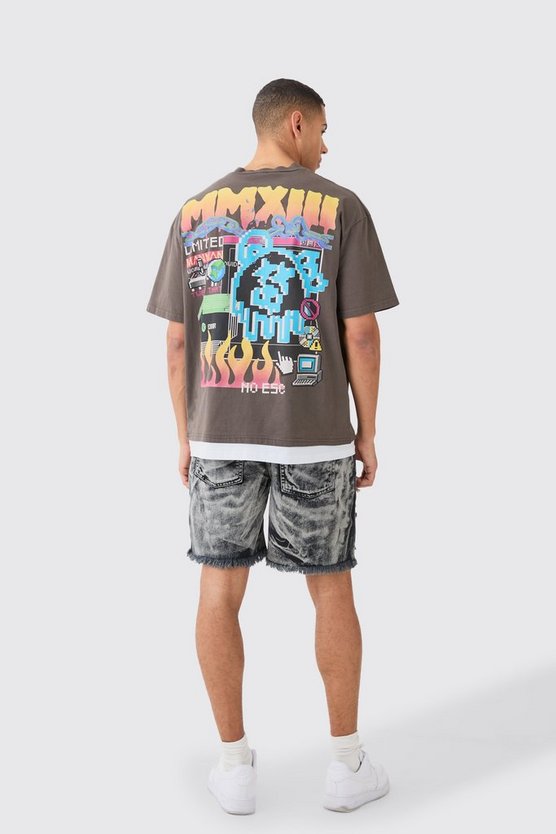 Lockere Jeansshorts mit extremen Rissen