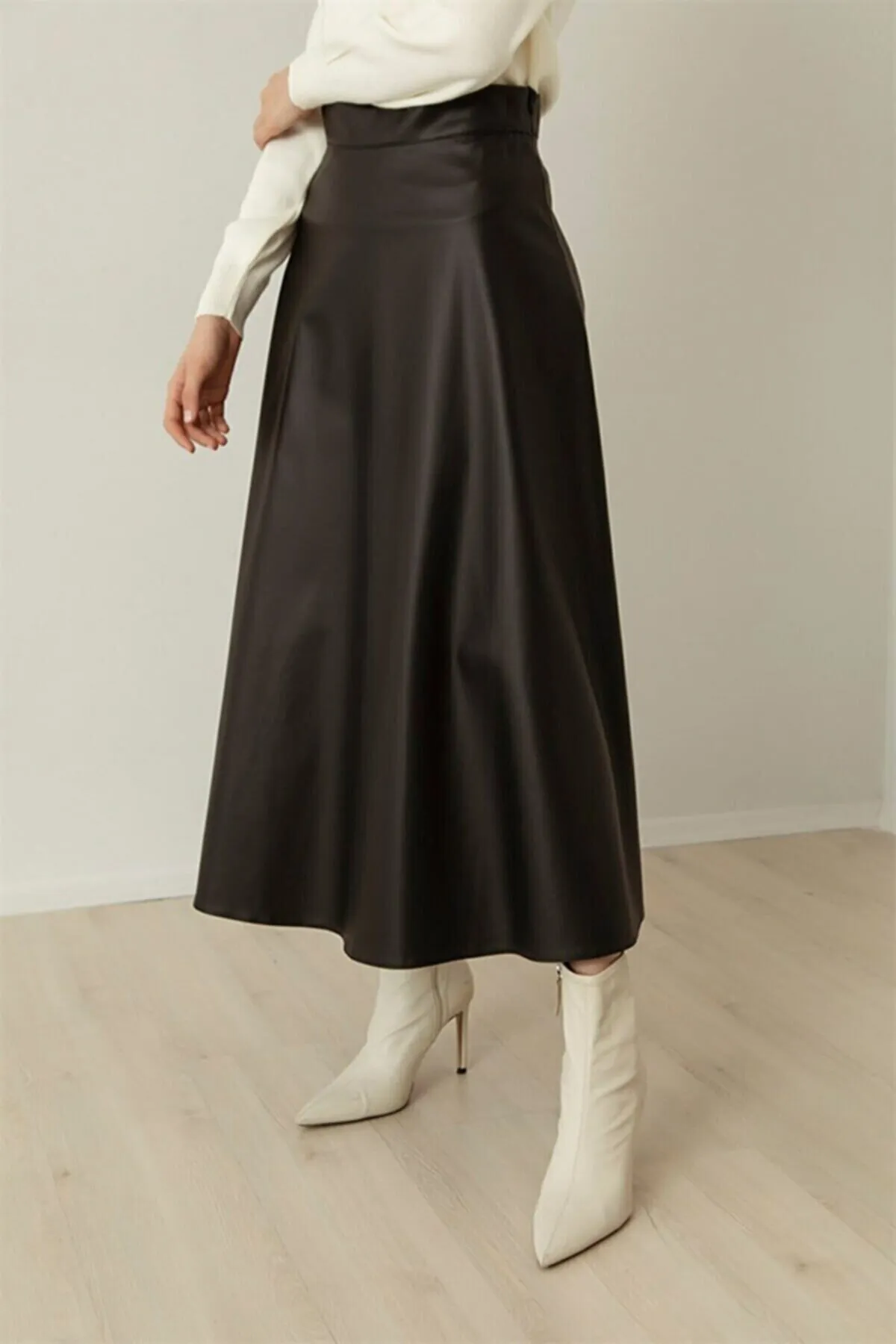 VOLT CLOTHİNG  Damen Leder Mevlana Schwarz Glockenrock