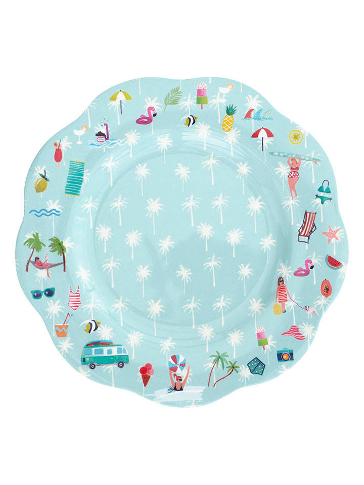 Overbeck and Friends Speiseteller ''Beach Life'' in Hellblau - Ø 26 cm günstig kaufen onesize