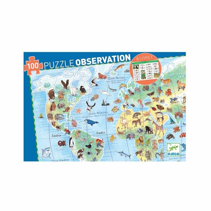 Puzzle animaux du monde 100 pièces + un poster et livret Djeco