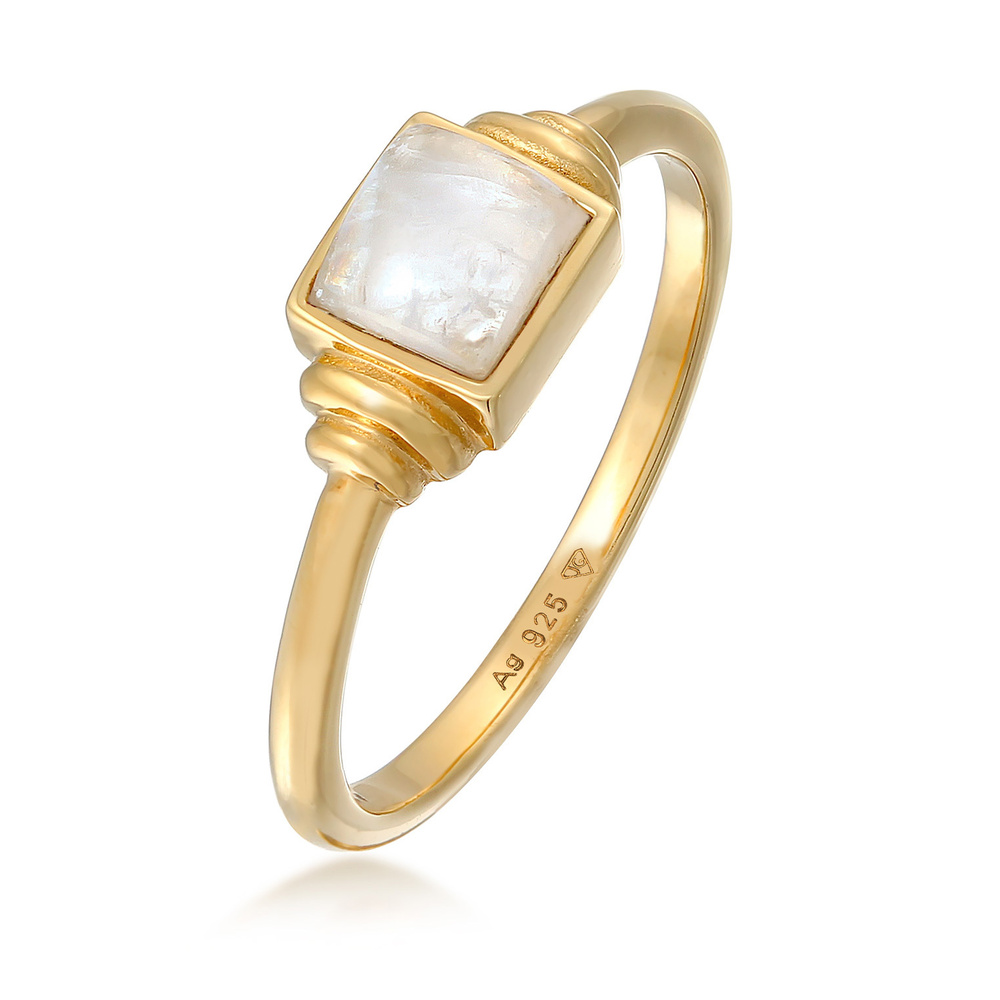 Elli PREMIUM Elli PREMIUM Bague Femmes Carré Vintage avec Pierre de Lune en Argent Sterling 92 Bague