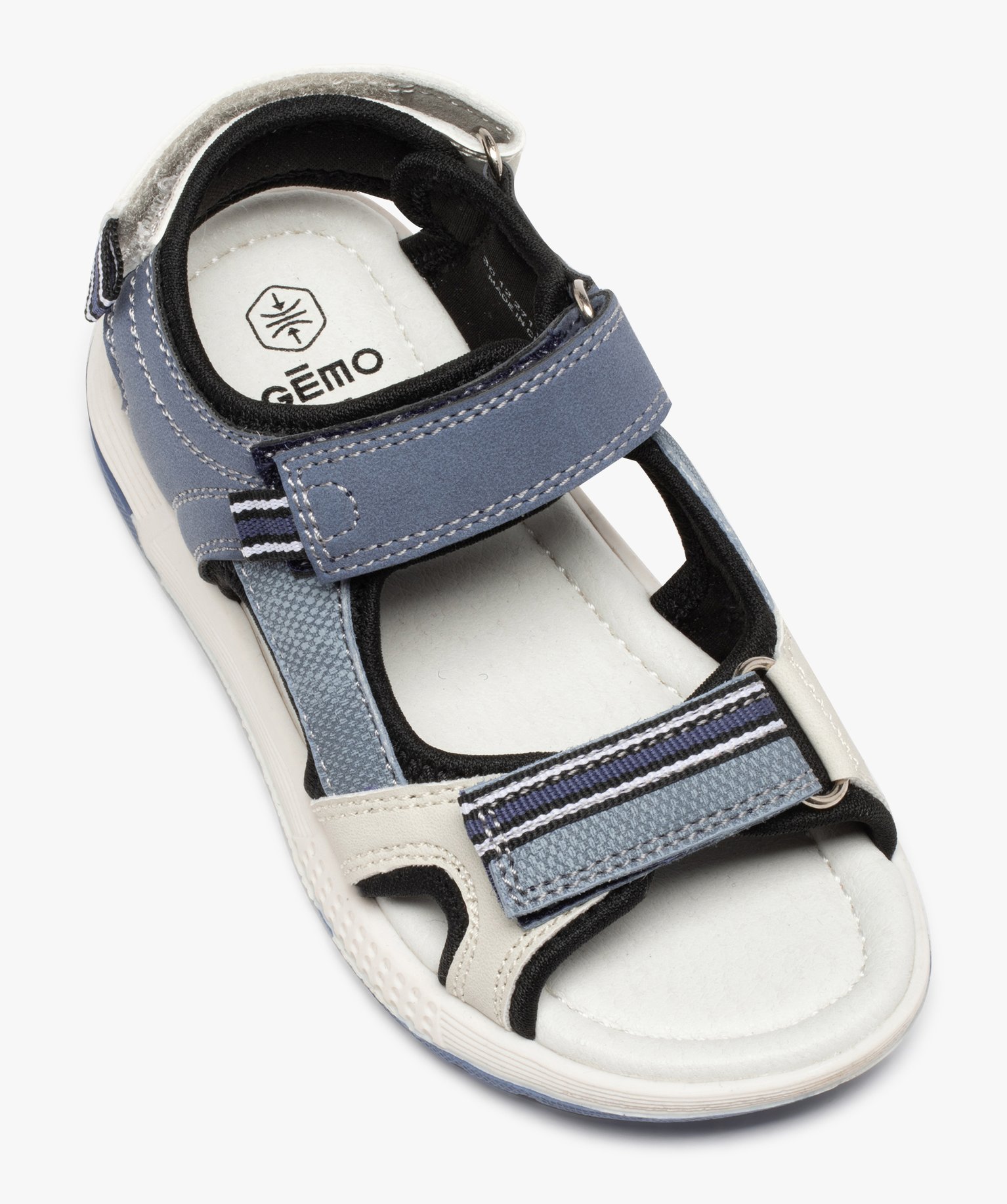 Sandales sport Garçon bicolores à brides scratch bleu | GEMO