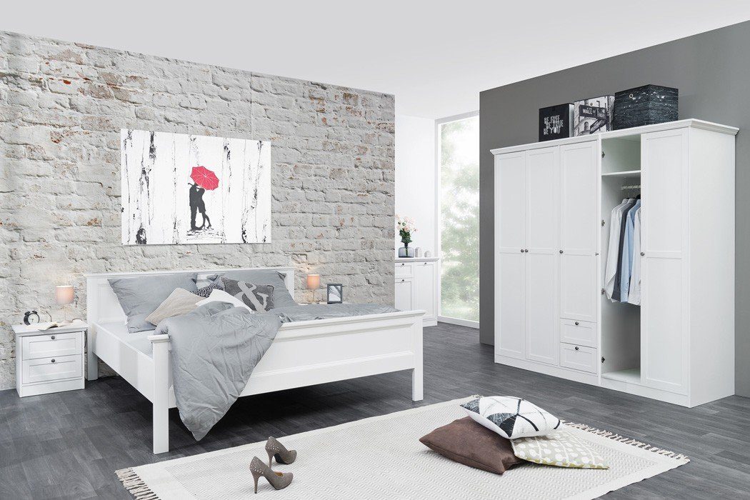expendio Jugendzimmer-Set Landström, (Spar-Set, 3-St), Landhausstil weiß Bett 140x200 cm