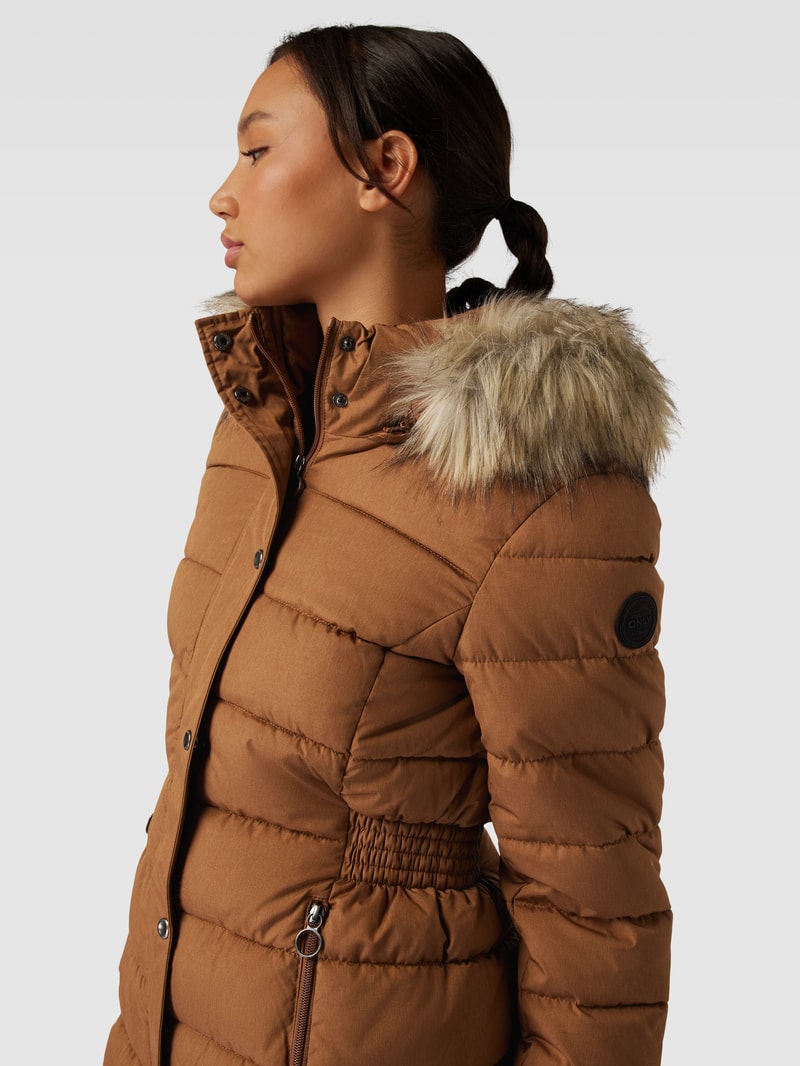 Steppmantel mit Kunstfellbesatz Modell 'NEWLUNA' in camel