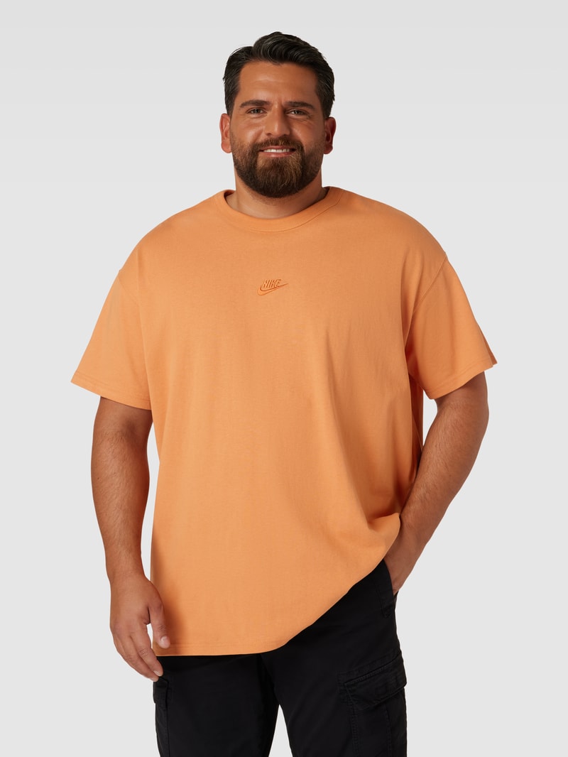 T-Shirt mit Label-Stitching in orange