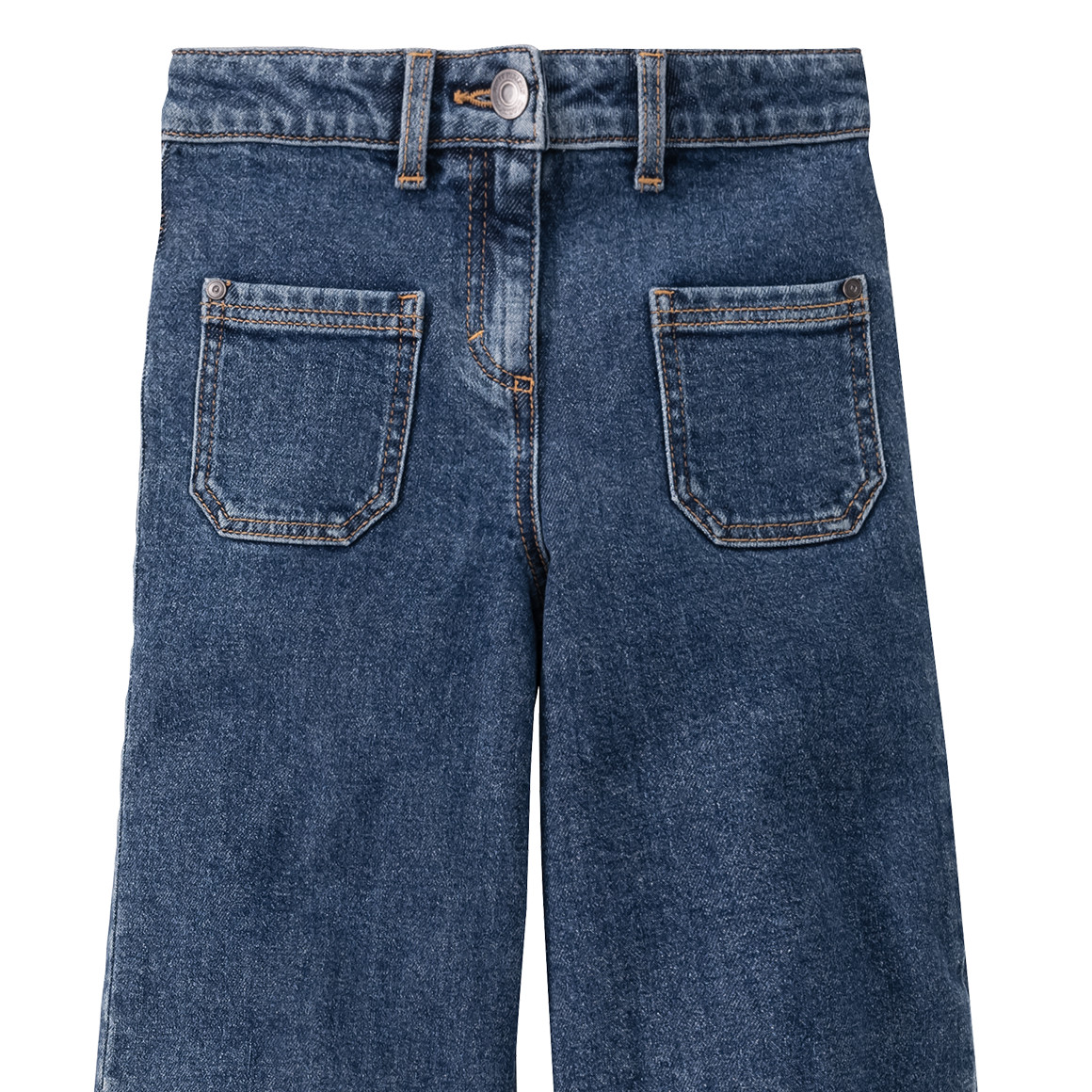Mädchen Wide-Leg-Jeans mit verstellbarem Bund