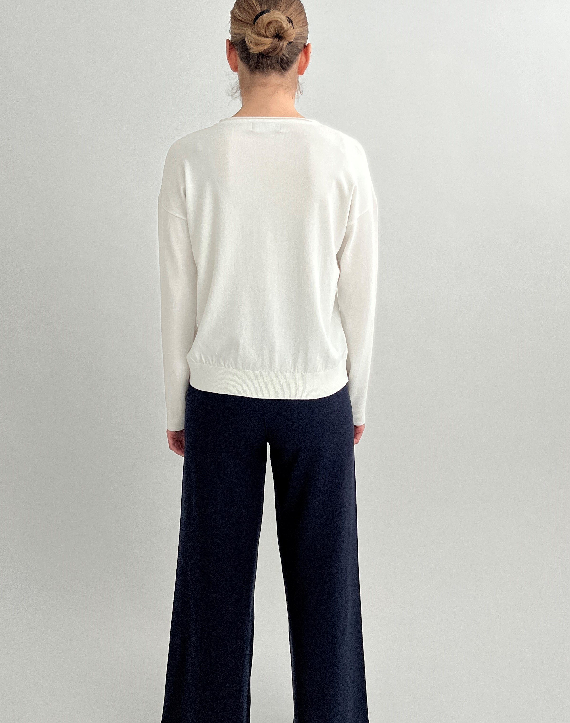 Zuckerwatte Rundhalspullover Feinstrickpullover aus Viskose Stretch