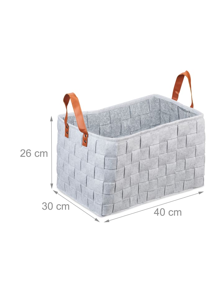 relaxdays 2 x Aufbewahrungskorb Filz in Grau günstig kaufen onesize