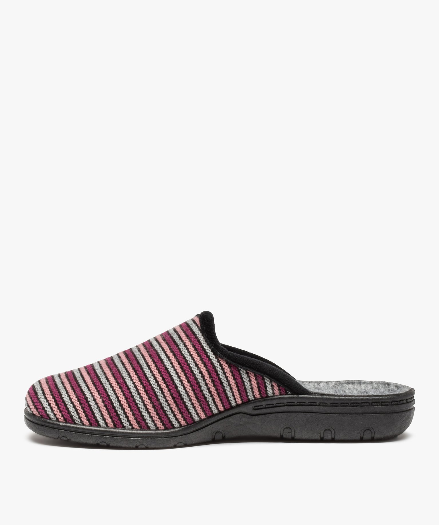 Chaussons femme mules confort dessus tissé gris | GEMO