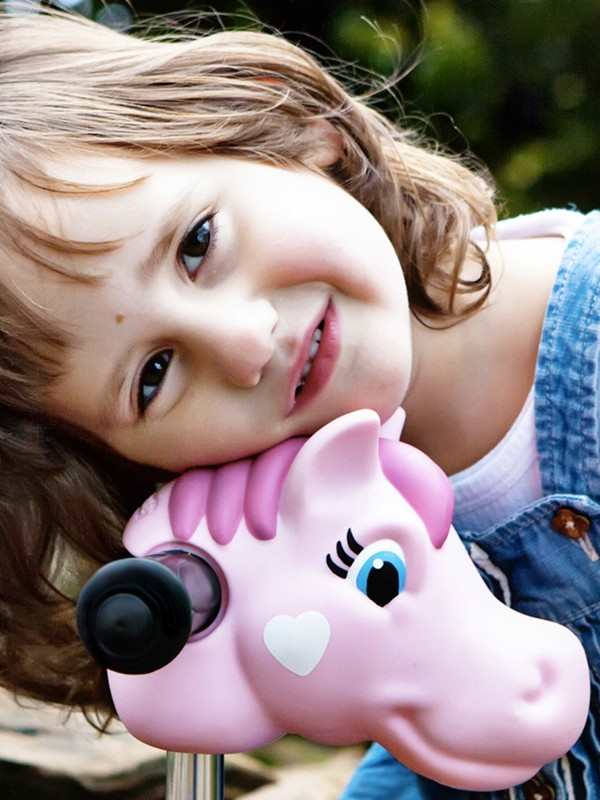 Tête de trottinette poney rose