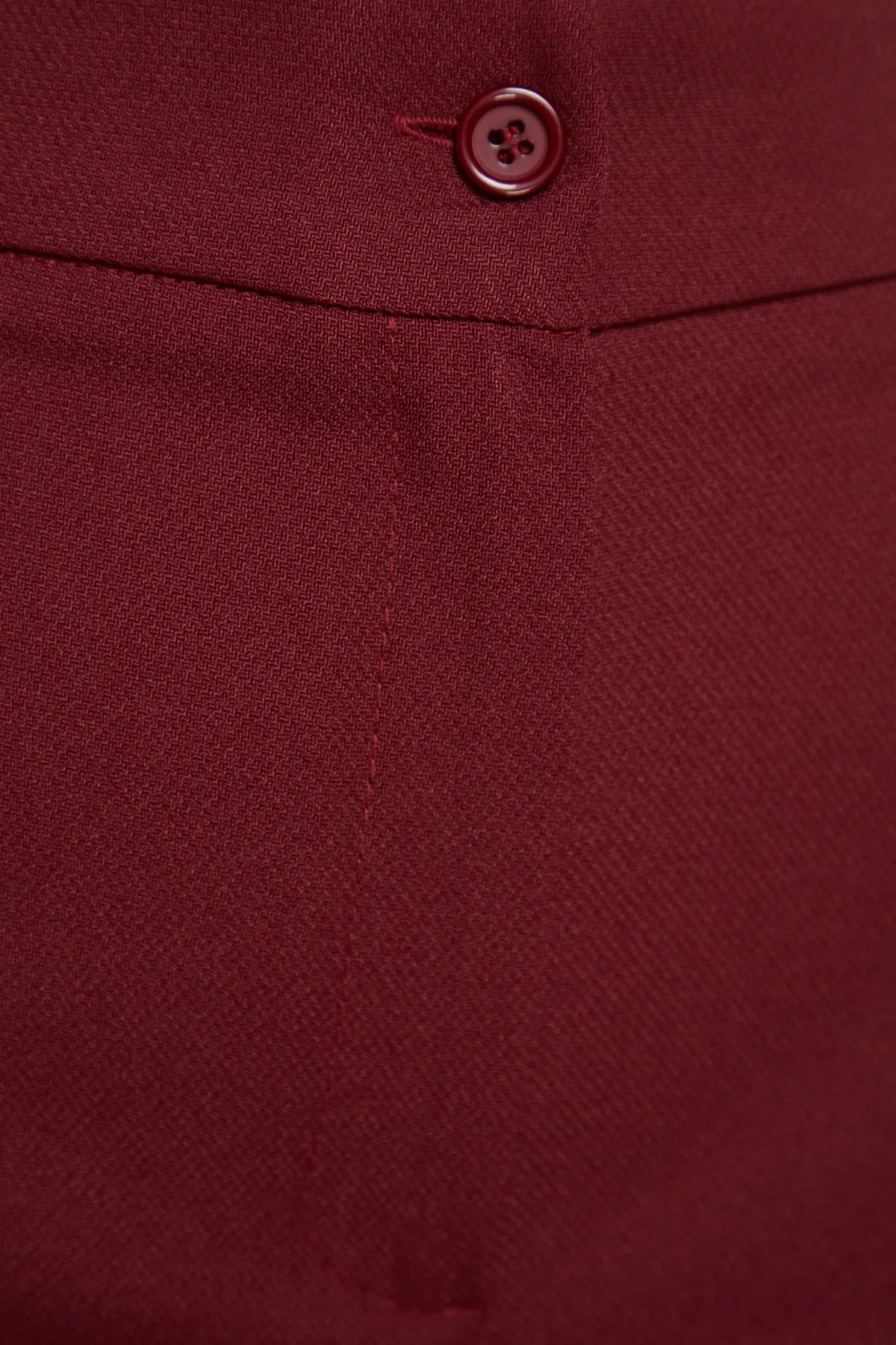 Trendyol Collection  Burgunderrote, gerade geschnittene, gerippte, genähte Webhose mit hoher Taille TWOSS21PL0093