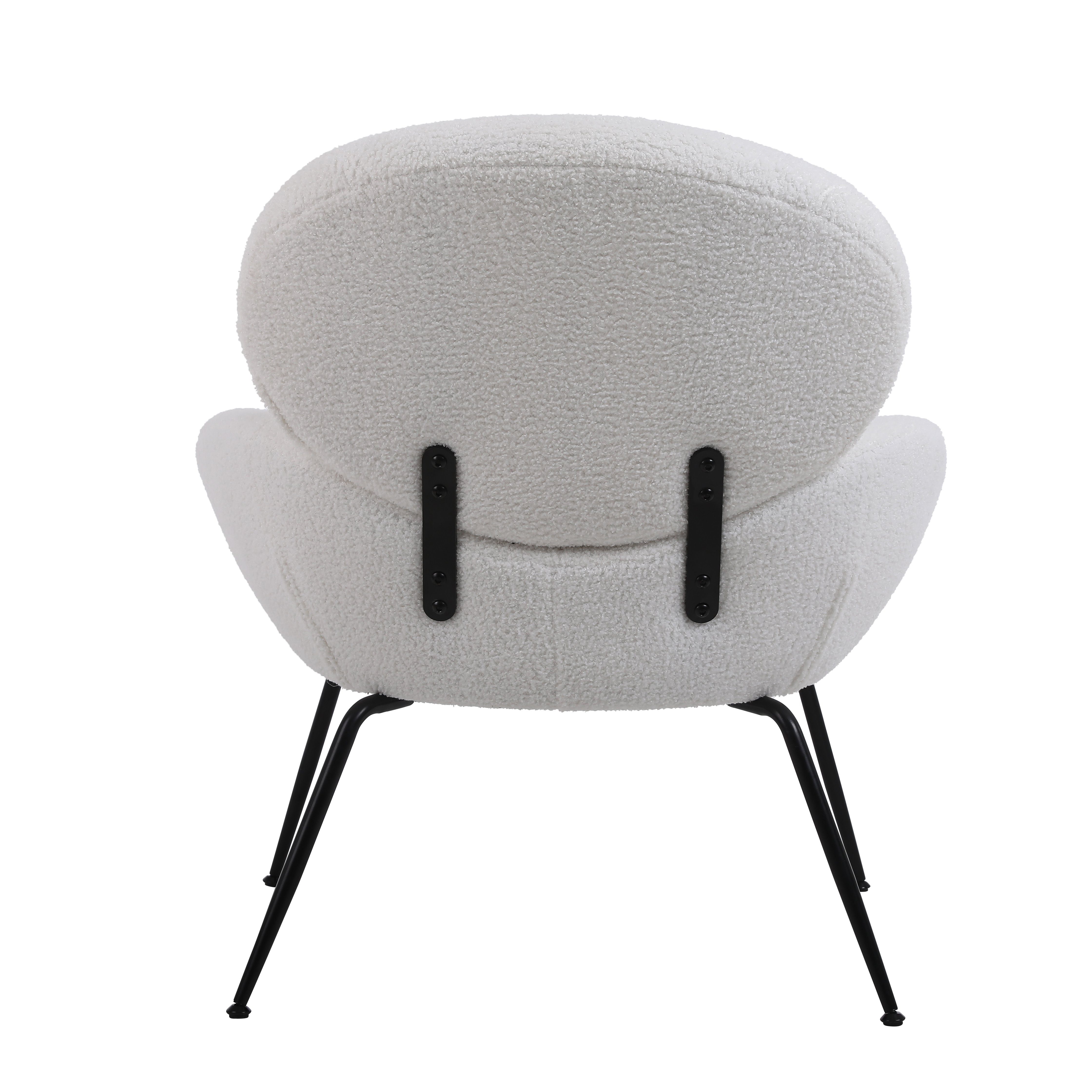 OKWISH Relaxsessel Loungesessel Fernsehsessel Polstersessel Polsterstuhl (geeignet für Wohnzimmer und Schlafzimmer Schminkstühle, weich gepolsterte Stoff Charakteristik Armlehne moderner Freizeitstuhl), Teddy Samt Metallbein Ankleide Stuhl