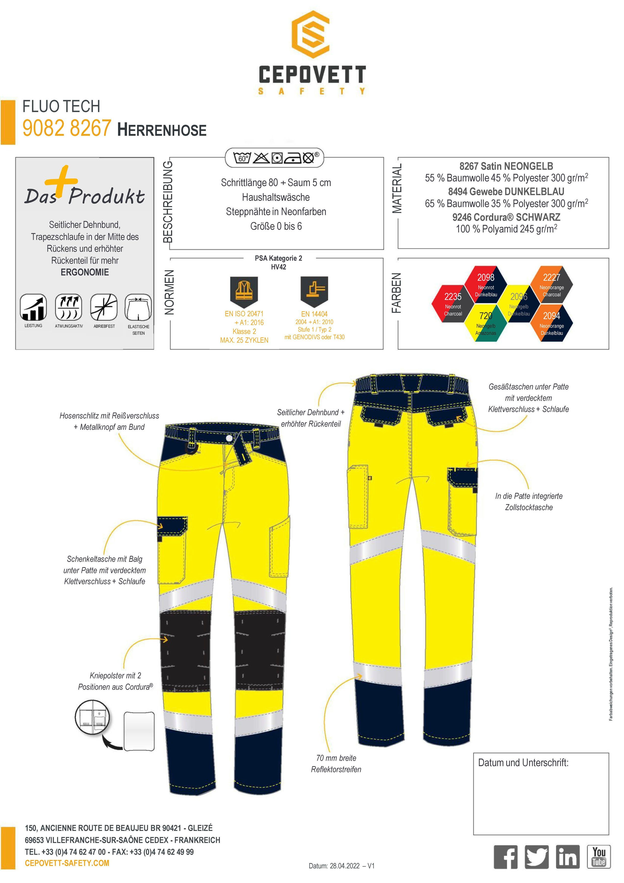 Cepovett Arbeitsbundhose Unisex Warnschutz 