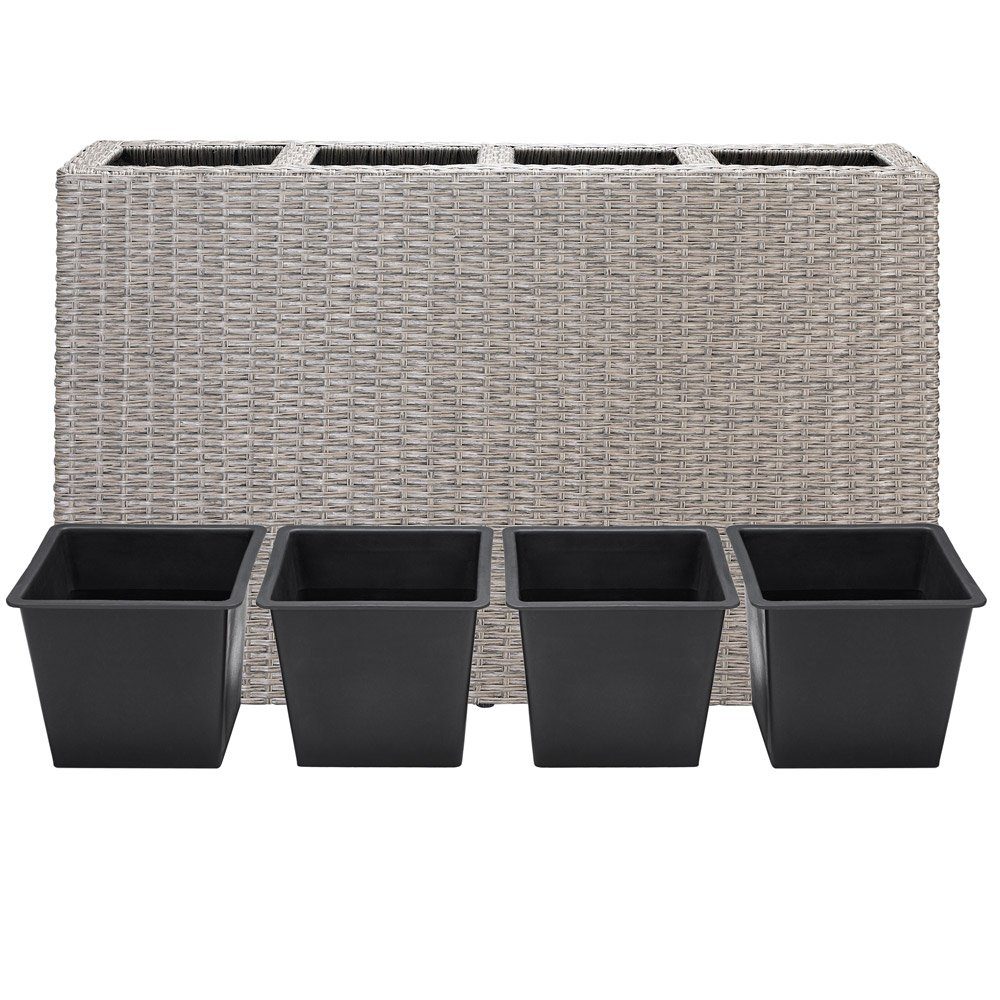Casaria Pflanzkübel, 4 Innentöpfe Herausnehmbar Polyrattan 95x27x60cm Blumentopf Creme