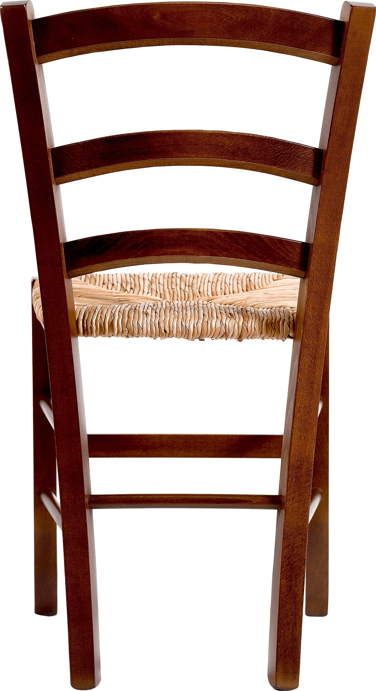 Home affaire 4-Fußstuhl Super Paesana (Set, 2 St), aus Massivholz Buche mit Sitz aus Grasgeflecht