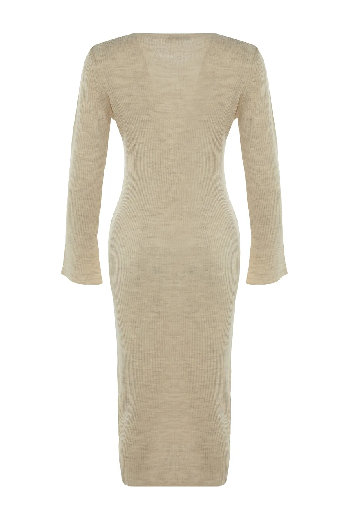 Trendyol Collection  Beiges, geschlitztes, detailliertes Strickkleid TWOAW23AU00187