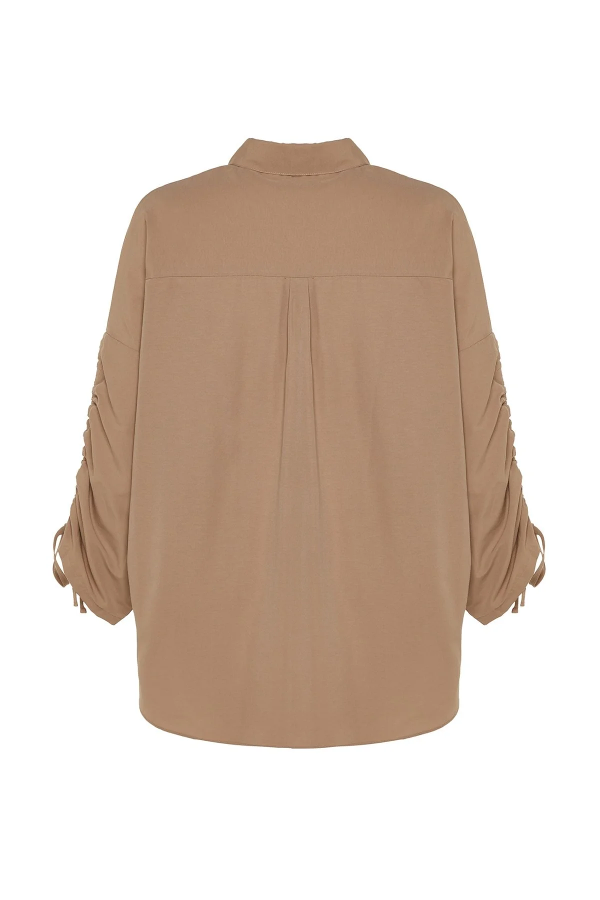 Trendyol Modest  Gewebtes Baumwollhemd mit steinfarbenen Ärmeln, verstellbarem Kordelzug und Detail TCTSS23TG00011