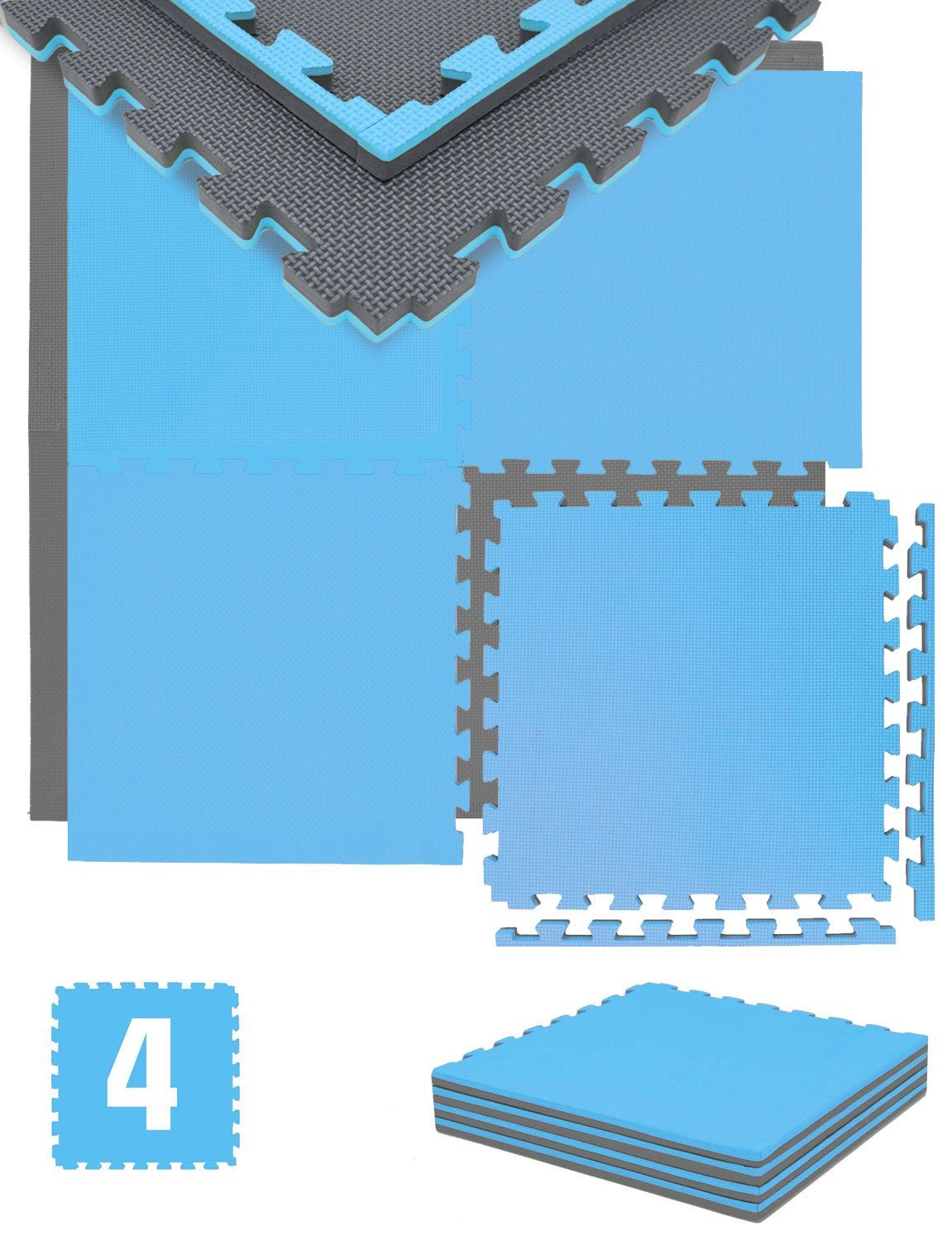 eyepower Fitnessmatte 2 cm Dick: 1m² Bodenschutz Fitnessmatte 50 x 50 cm, 4 Sportmatten Optische Mängel
