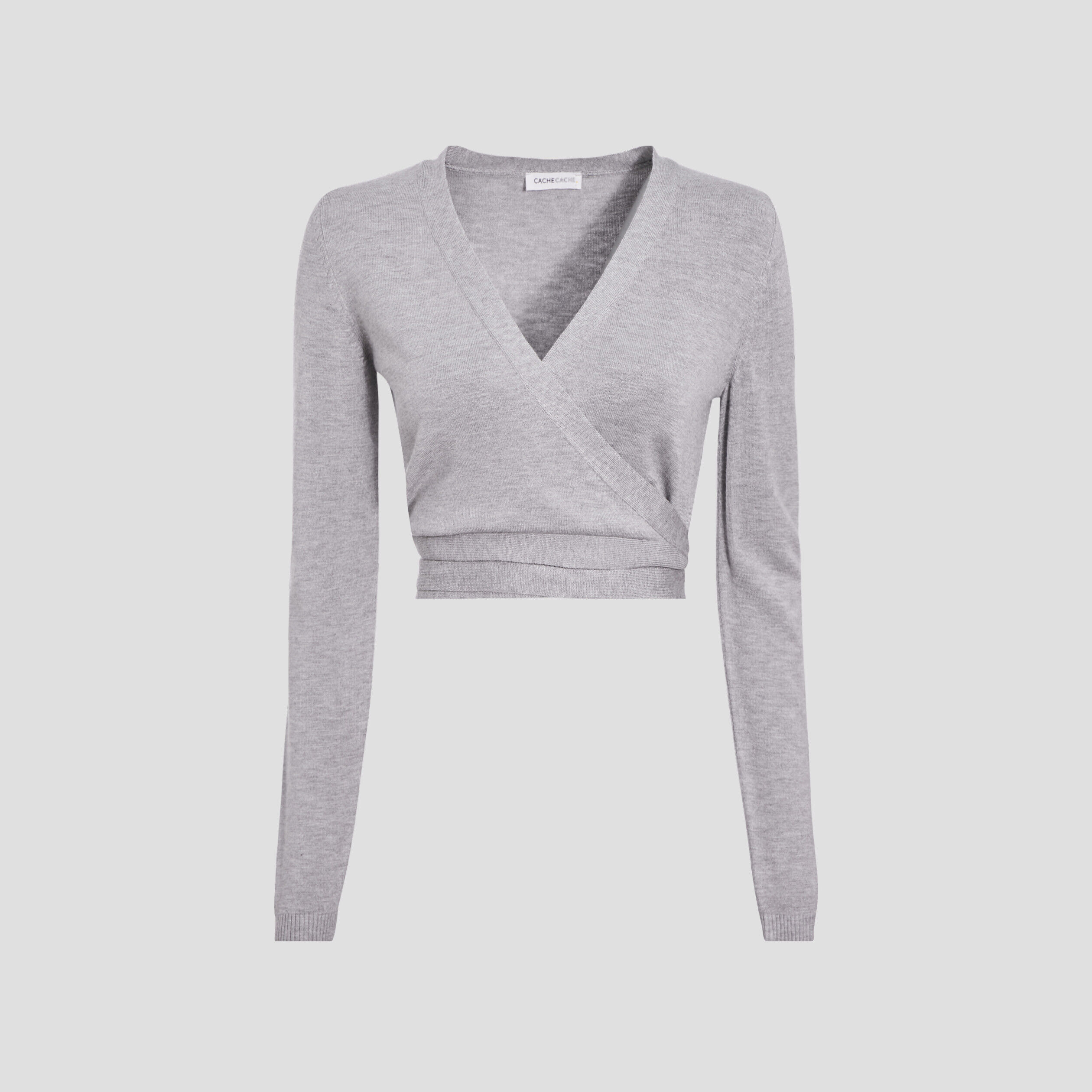 Gilet avec col cache-coeur gris foncé femme | Cache Cache