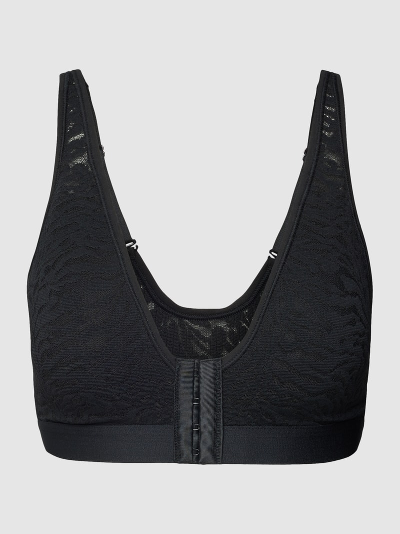 Bralette mit Spitzenbesatz Modell 'LINED' in schwarz