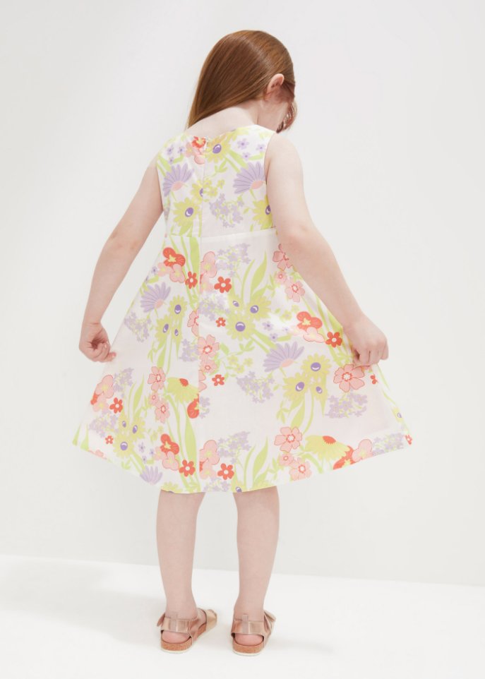 Festliches Mädchen Kleid mit Blumendruck