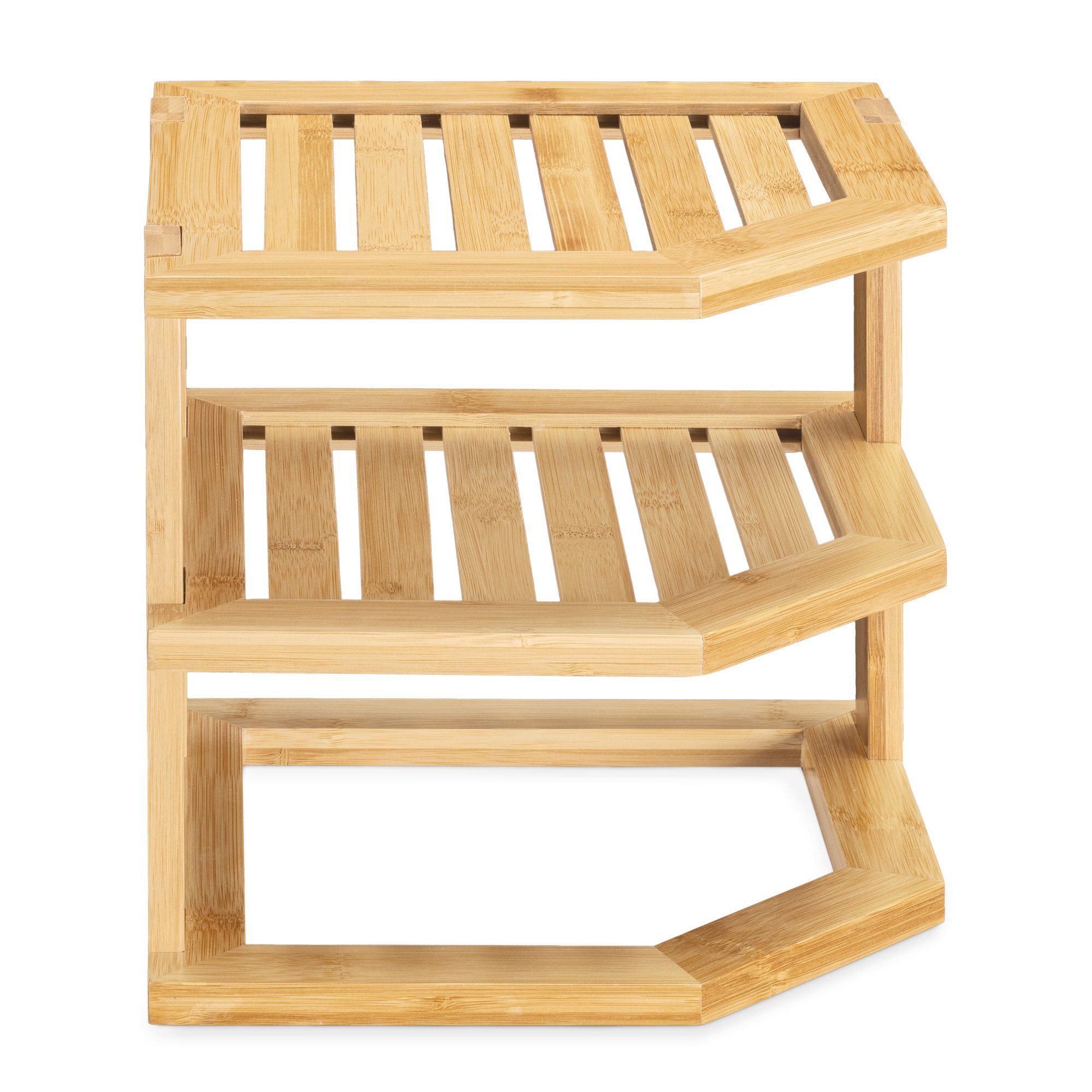 Navaris Eckregal Eckregal aus Bambus - 3 Ebenen - Regal für Küche/Bad - Natur