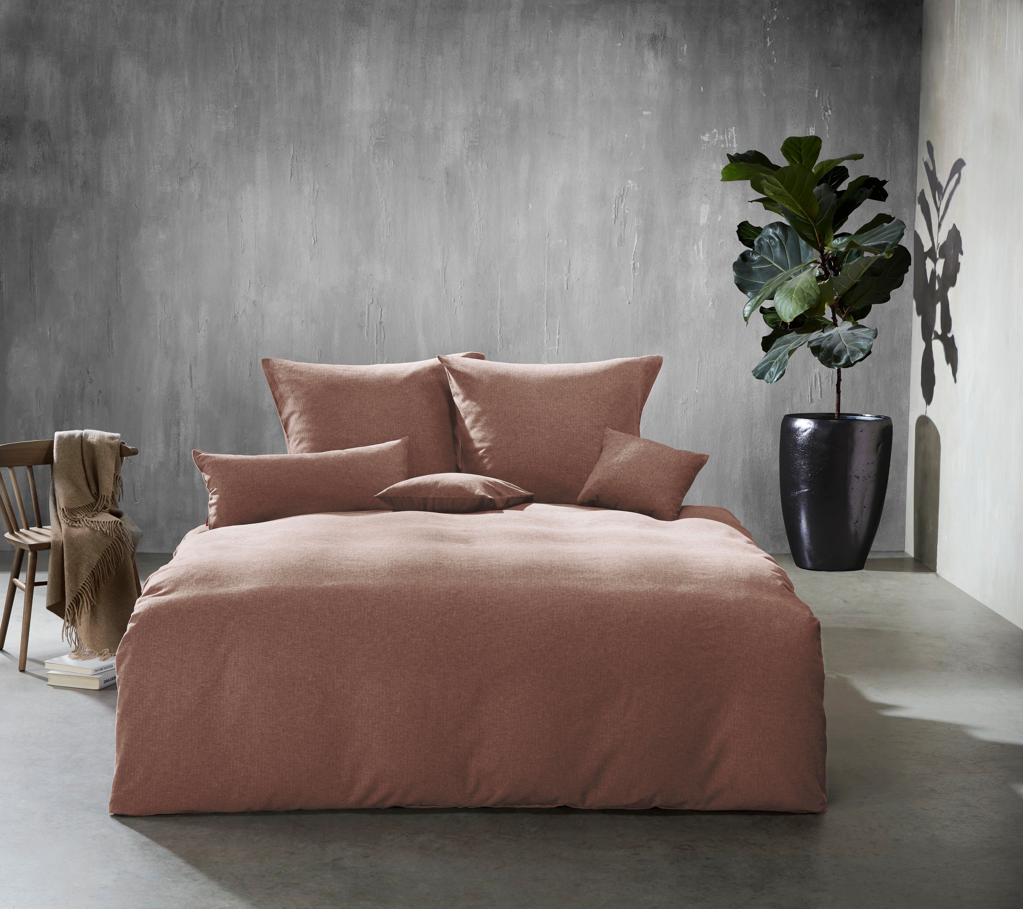 Bettwäsche Lech 3089, fleuresse, Flanell, 2 teilig, eleganter Fischgrät für ruhige Träumer