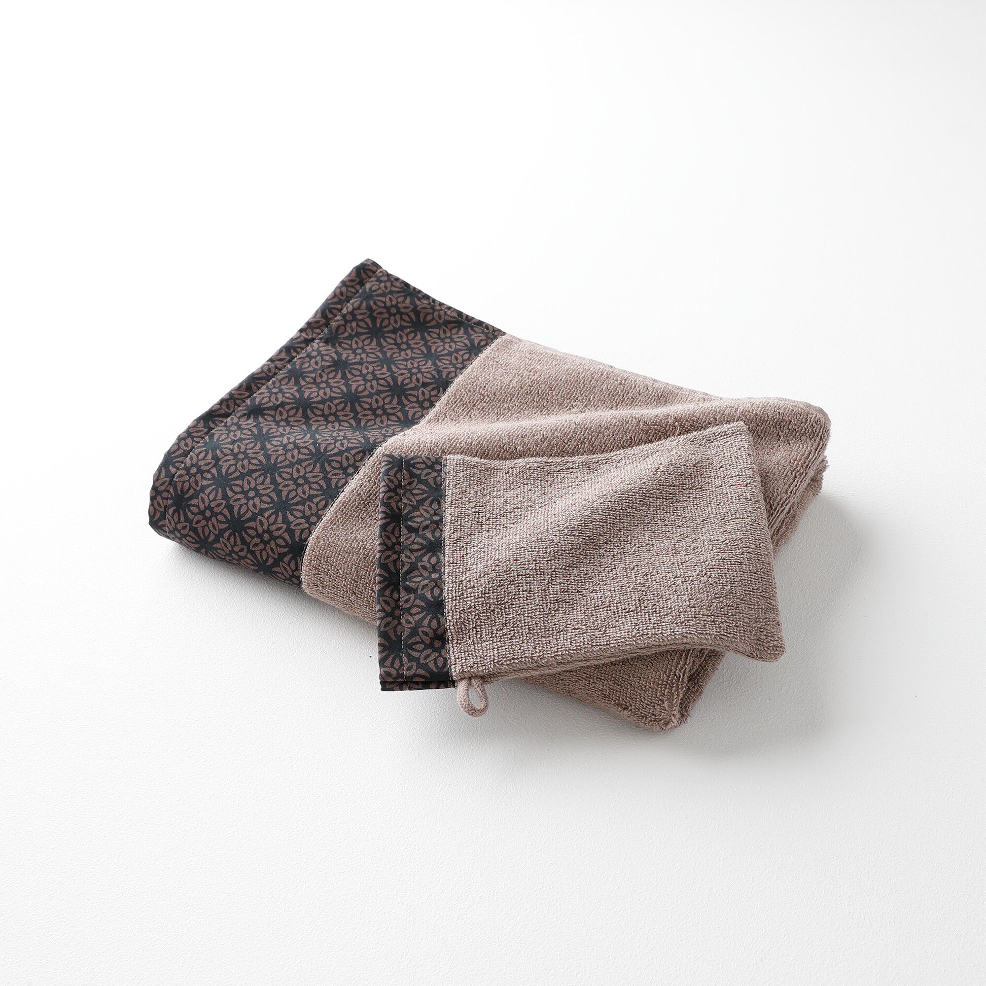 Éponge bouclette 420 g/m² liteau imprimé rosace