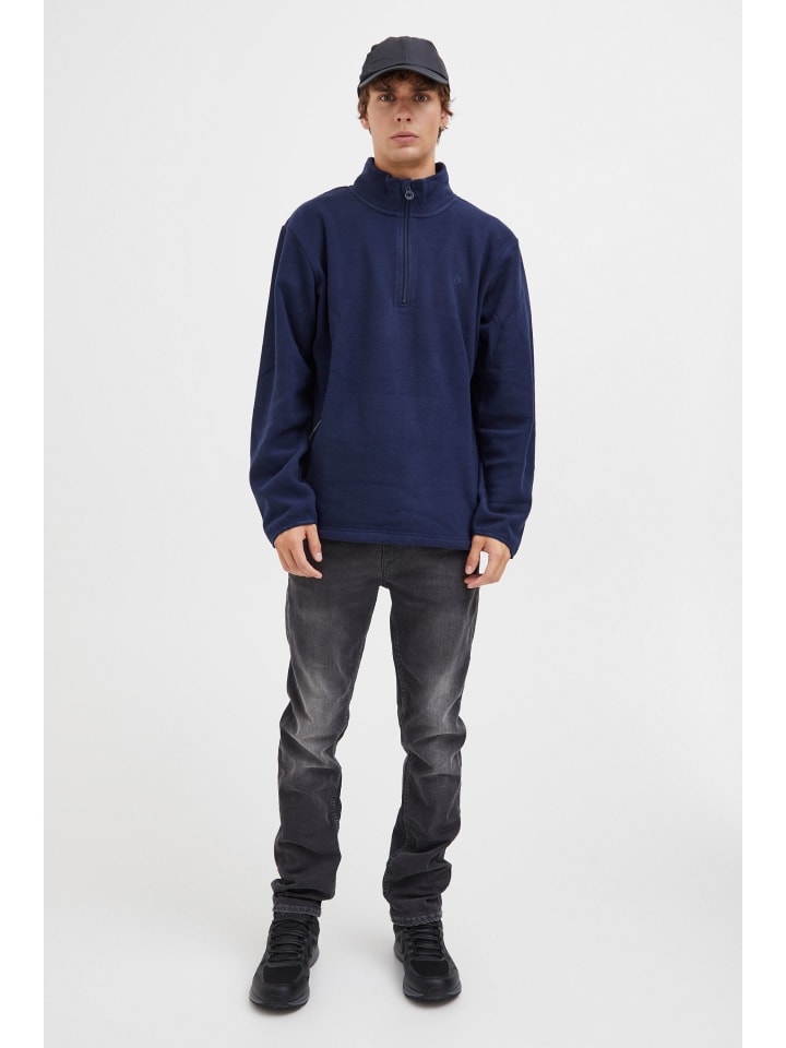 North Bend Troyer NBCotas M 233866MMM Atmungsaktiver Fleecepullover mit Troyer Kragen in Blau günstig kaufen