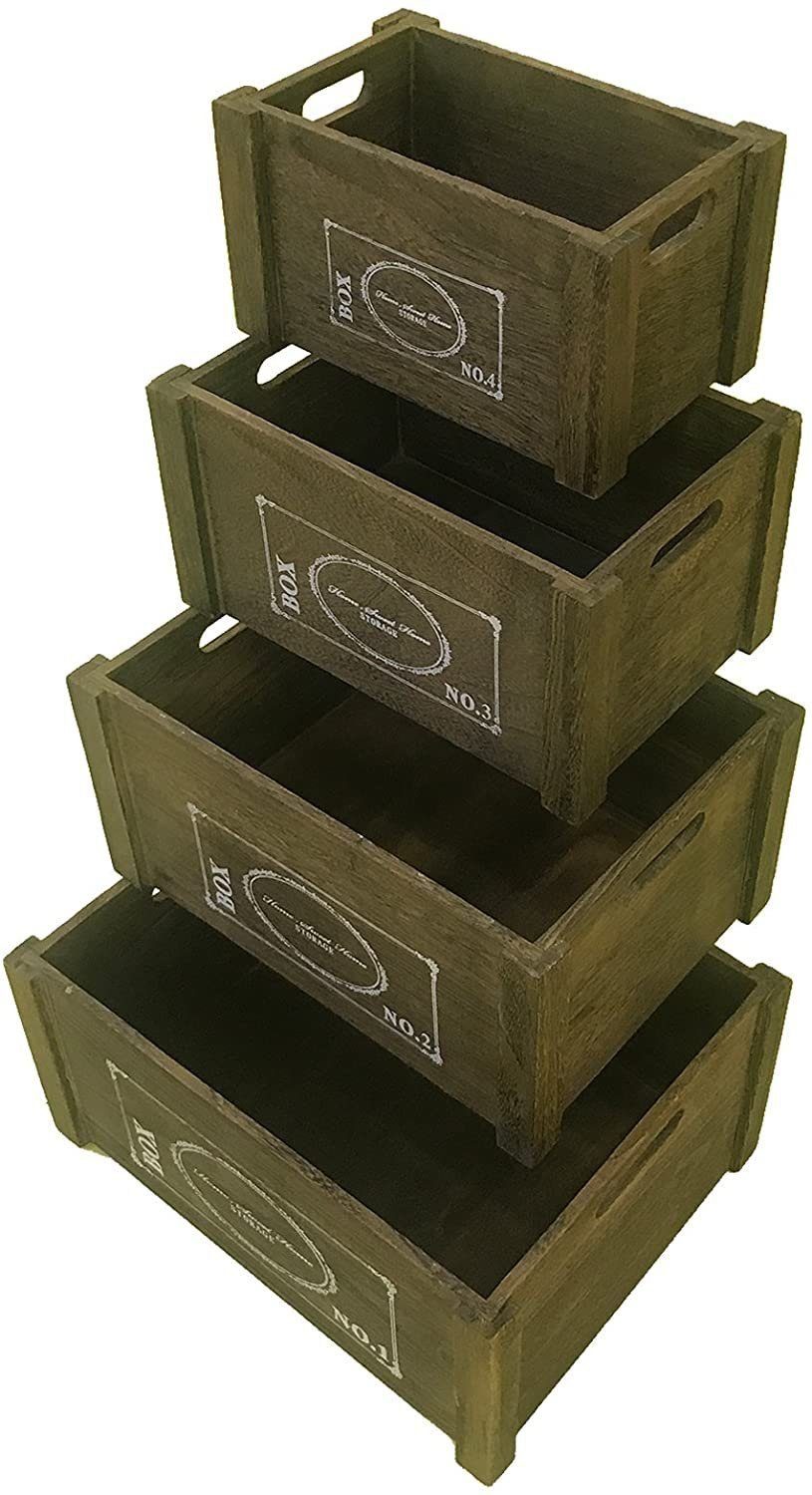 Mucola Allzweckkiste Aufbewahrungsboxen 4er Set Shabby Holzkisten Rustikal Allzweckkiste