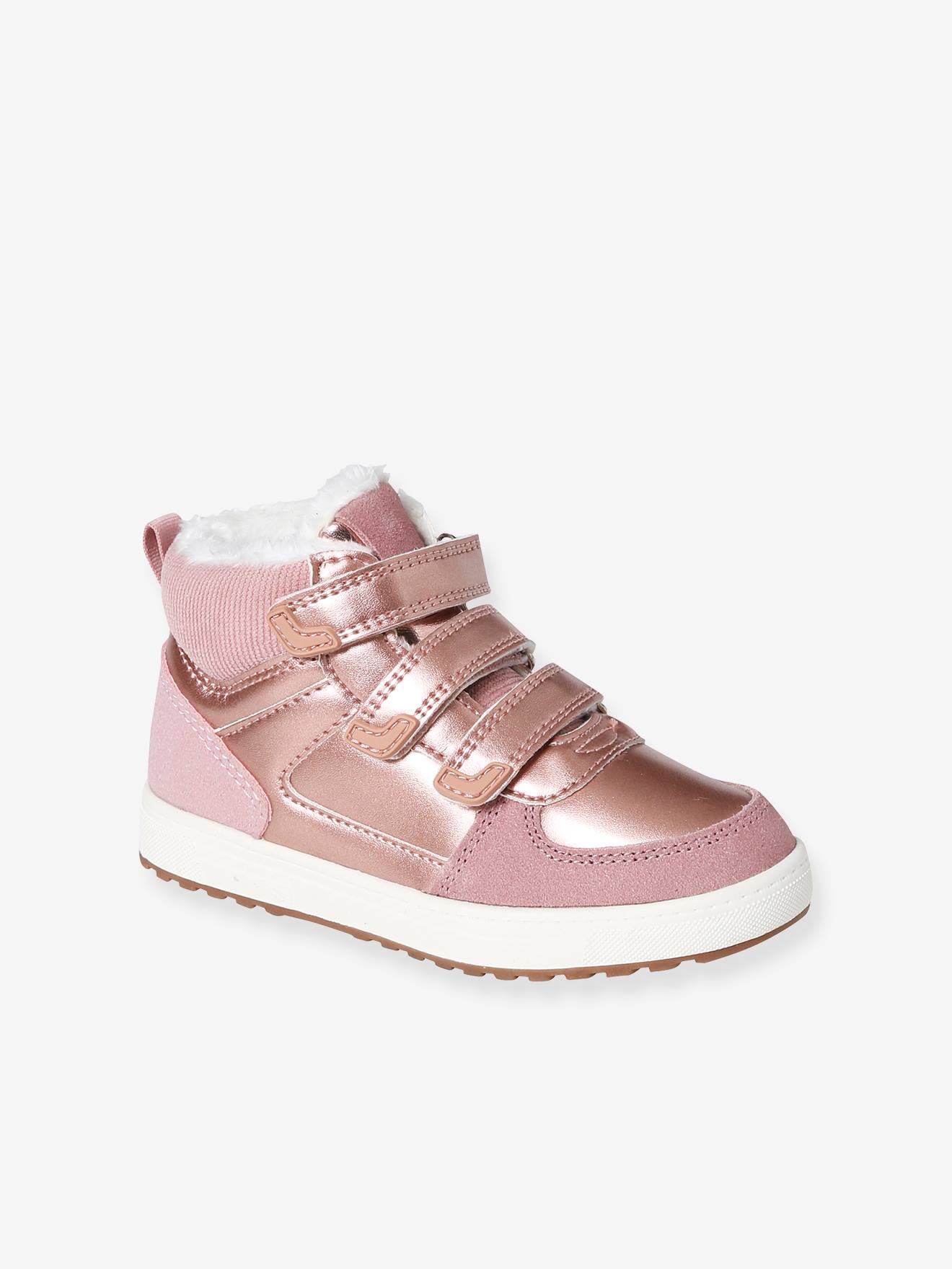 Baskets montantes scratchées fille collection maternelle rose