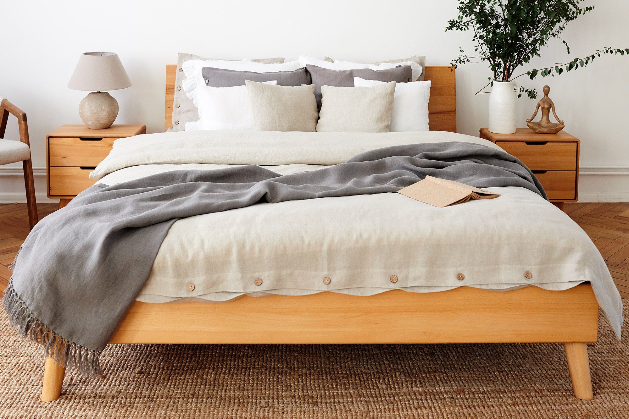 byoak Massivholzbett GREG 1 mit Holzkopfteil, naturgeölt